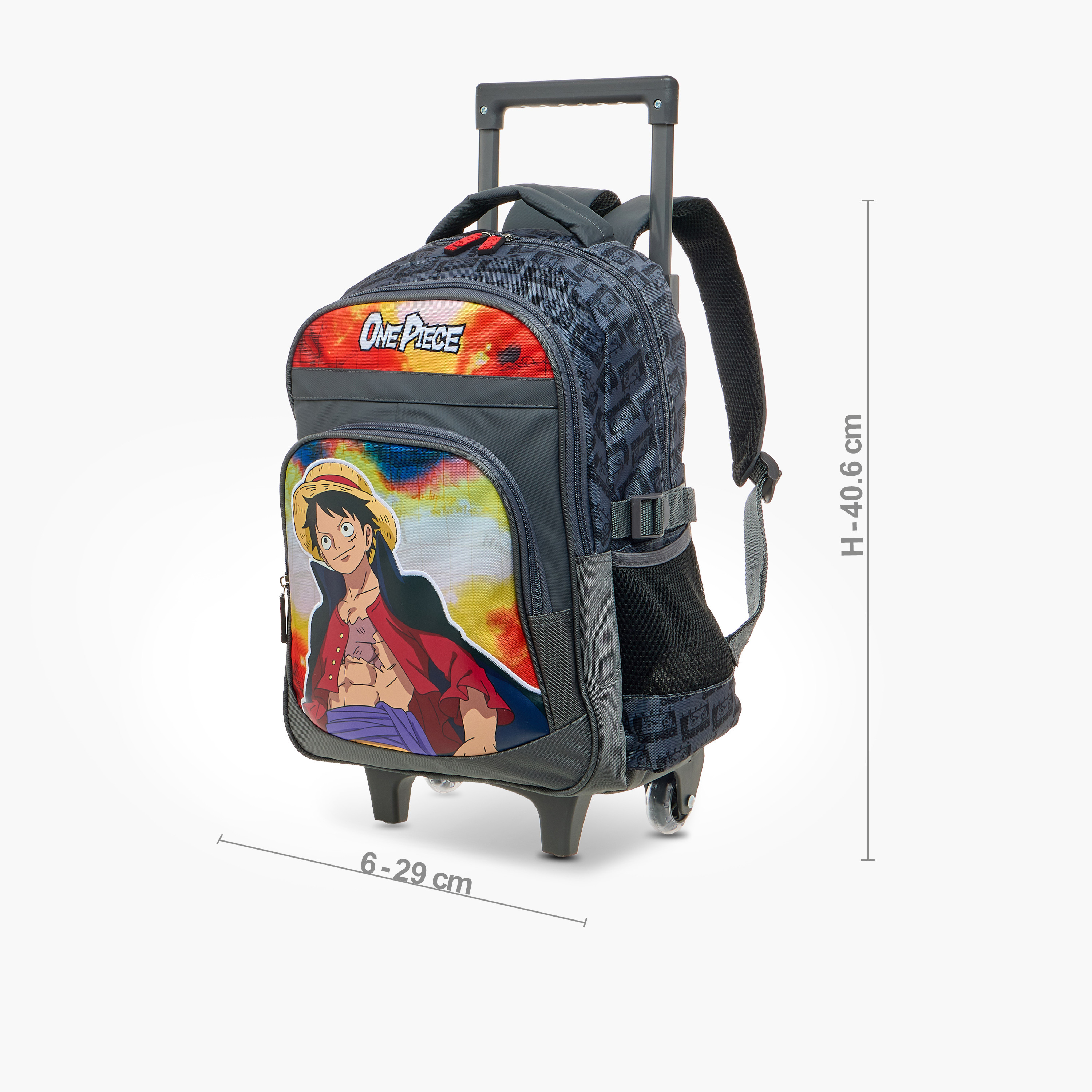 Toei Animation One Piece Print Trolley Backpack with Retractable Handle - 16 inches-school-bagsandbackpacks-trolleybags-image-4
