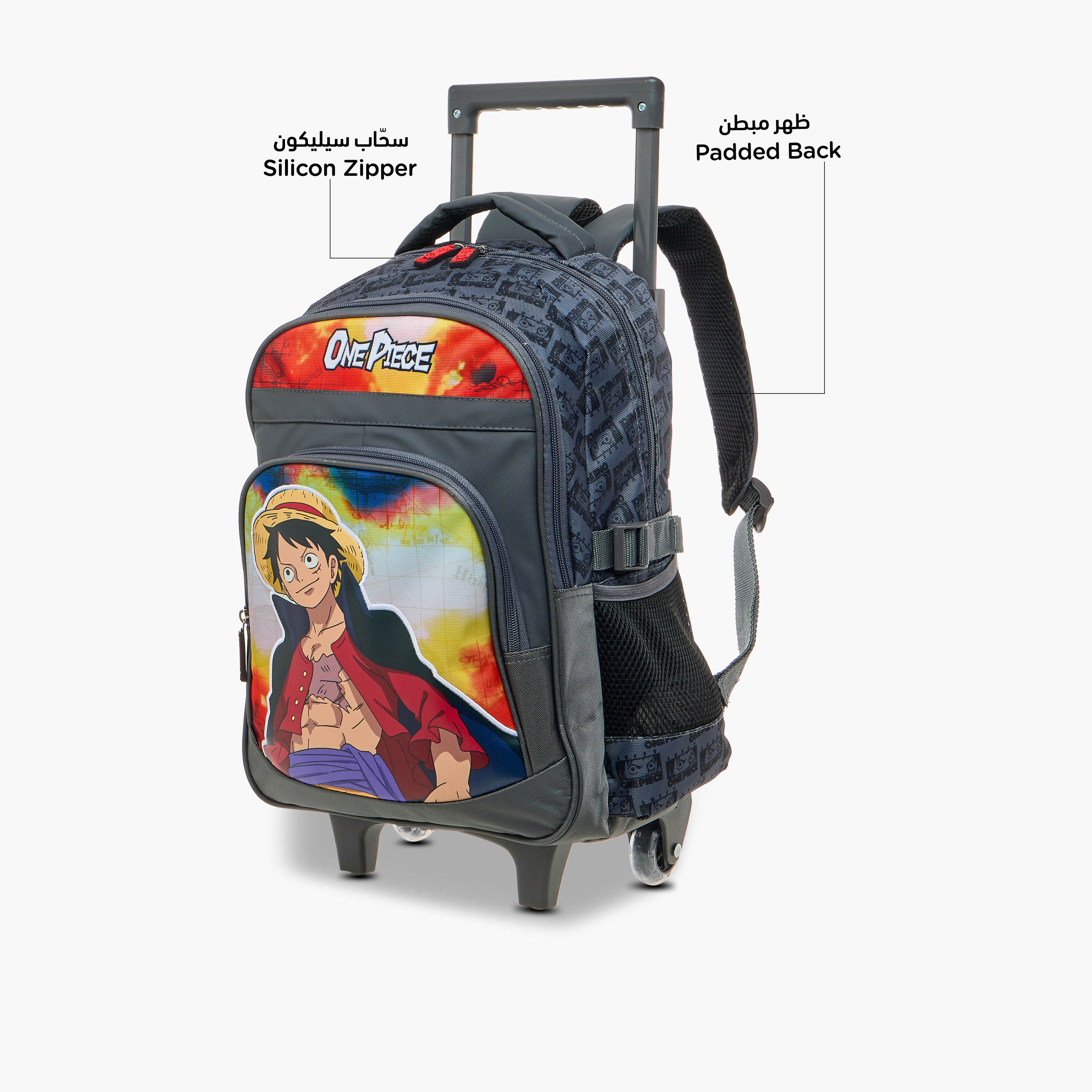Toei Animation One Piece Print Trolley Backpack with Retractable Handle - 16 inches-school-bagsandbackpacks-trolleybags-image-8