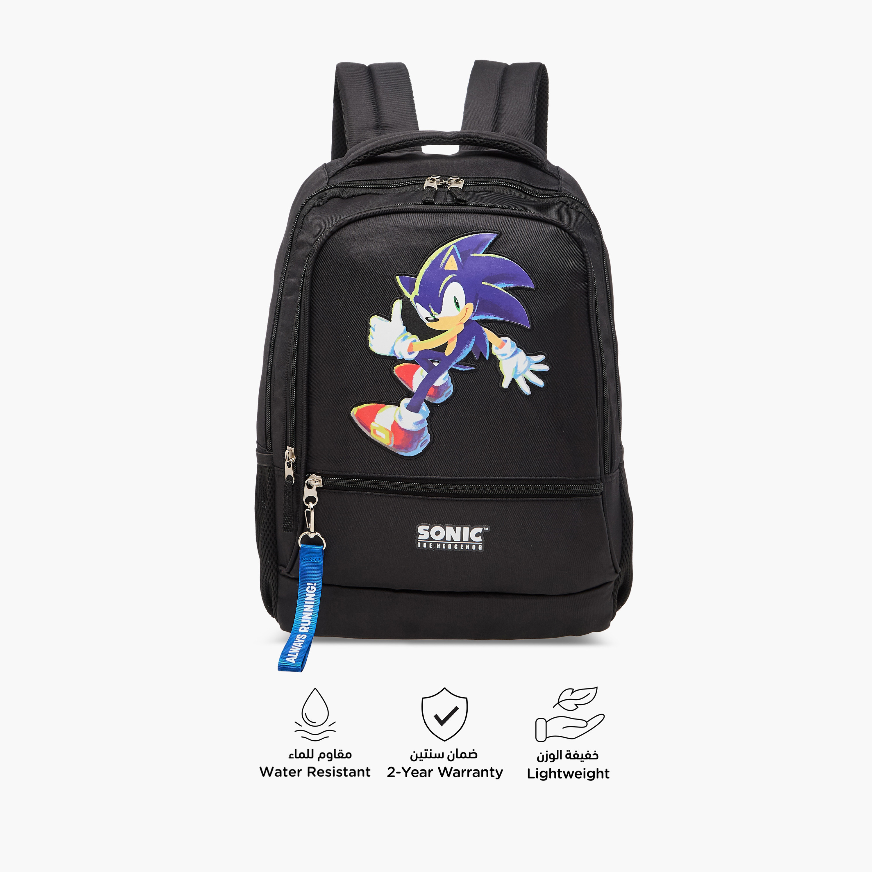 Sonic the Hedgehog Print Backpack with Adjustable Straps and Zip Closure - 18 inches-school-bagsandbackpacks-backpacks-image-4