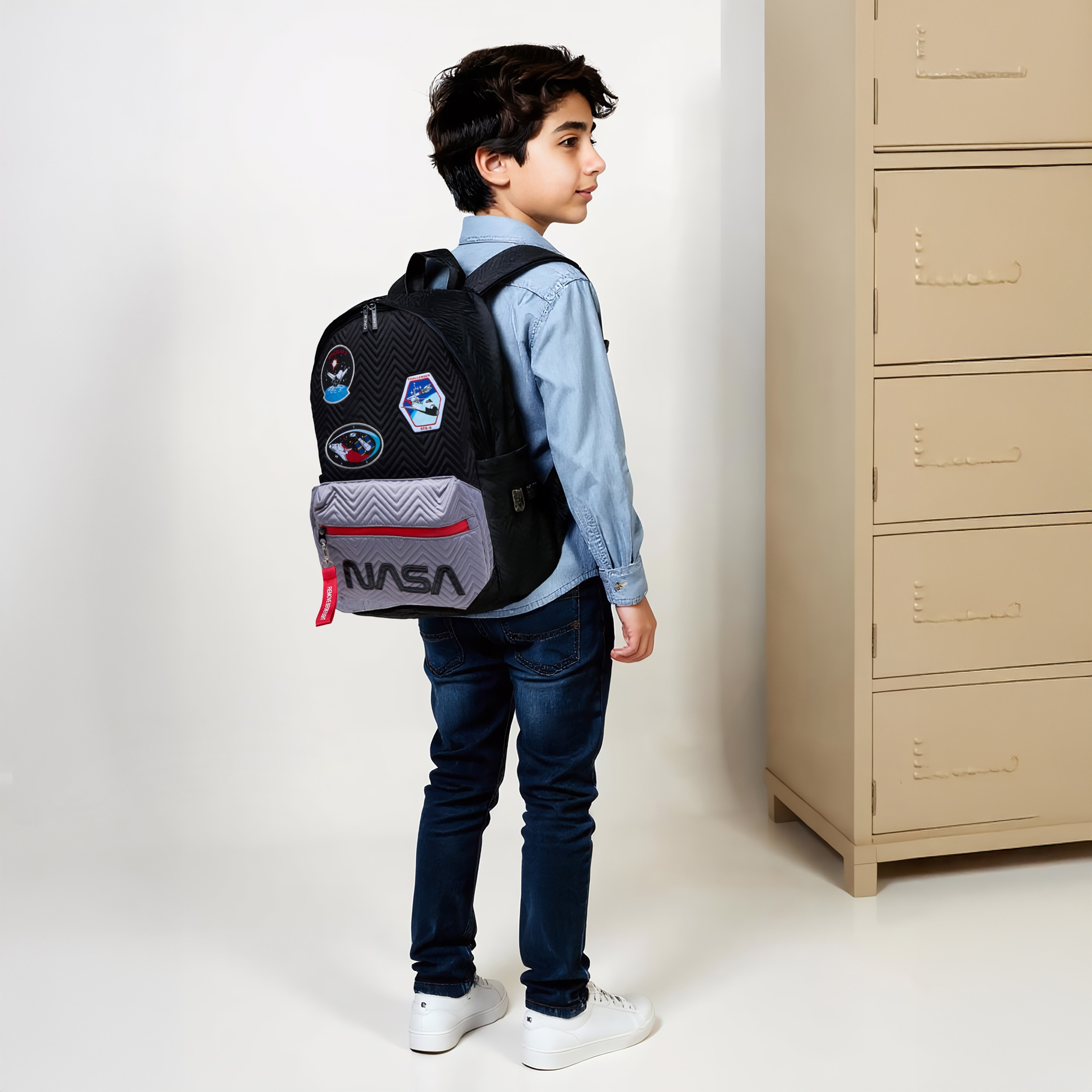 NASA Textured Backpack with Adjustable Straps and Zip Closure - 18 inches-school-bagsandbackpacks-backpacks-image-2