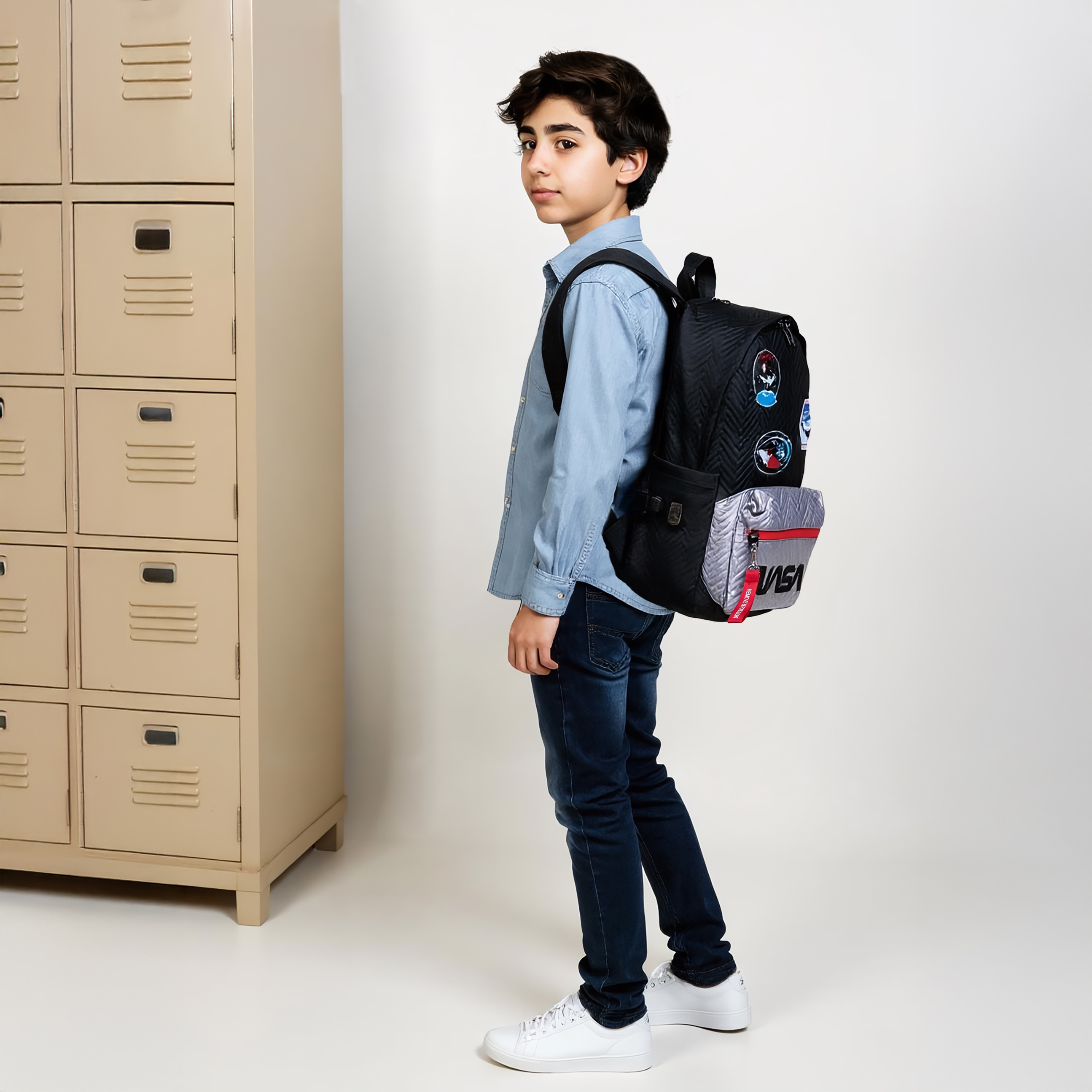 NASA Textured Backpack with Adjustable Straps and Zip Closure - 18 inches-school-bagsandbackpacks-backpacks-image-3