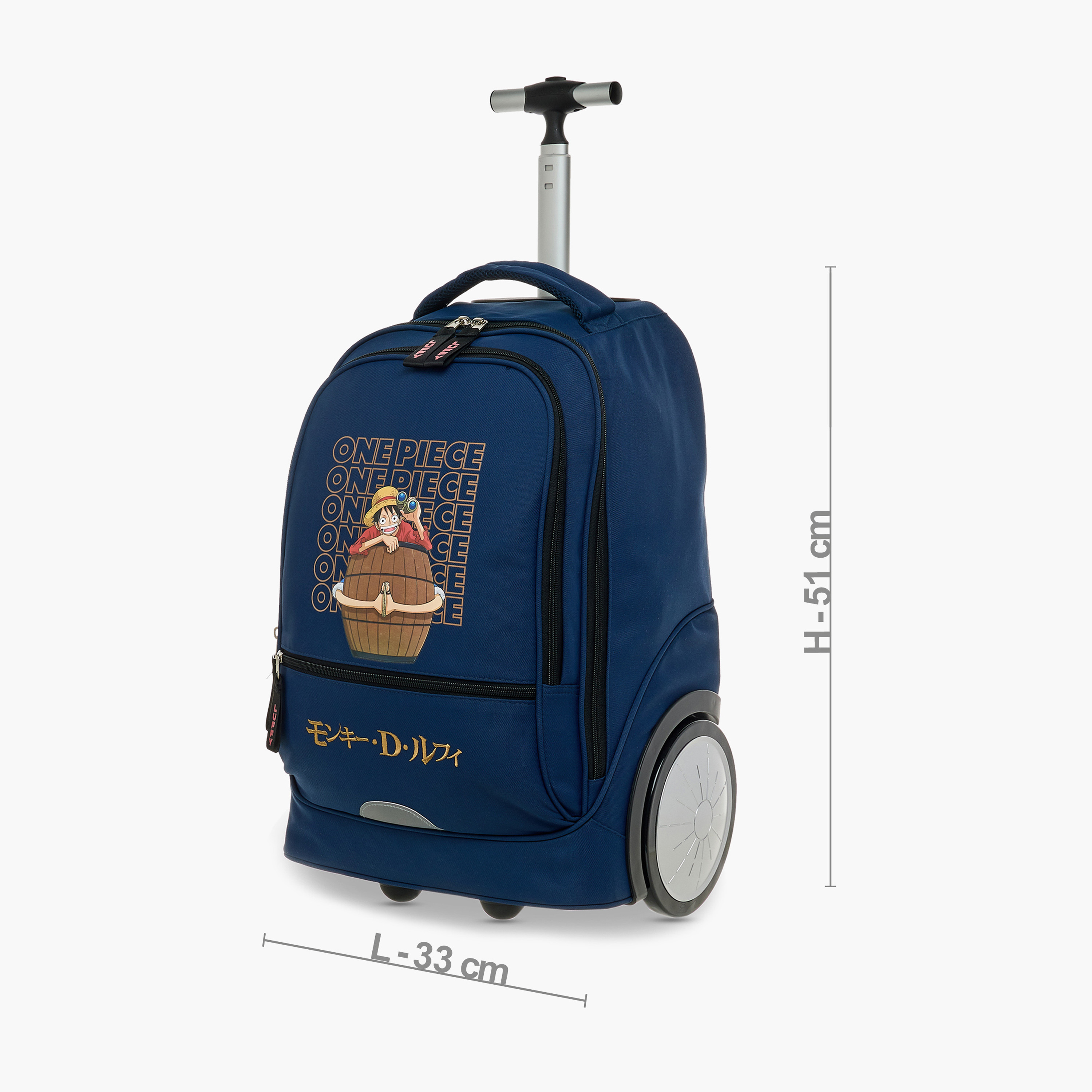 Toei Animation One Piece Print Trolley Bag with Retractable Handle - 18 inches-school-bagsandbackpacks-trolleybags-image-3