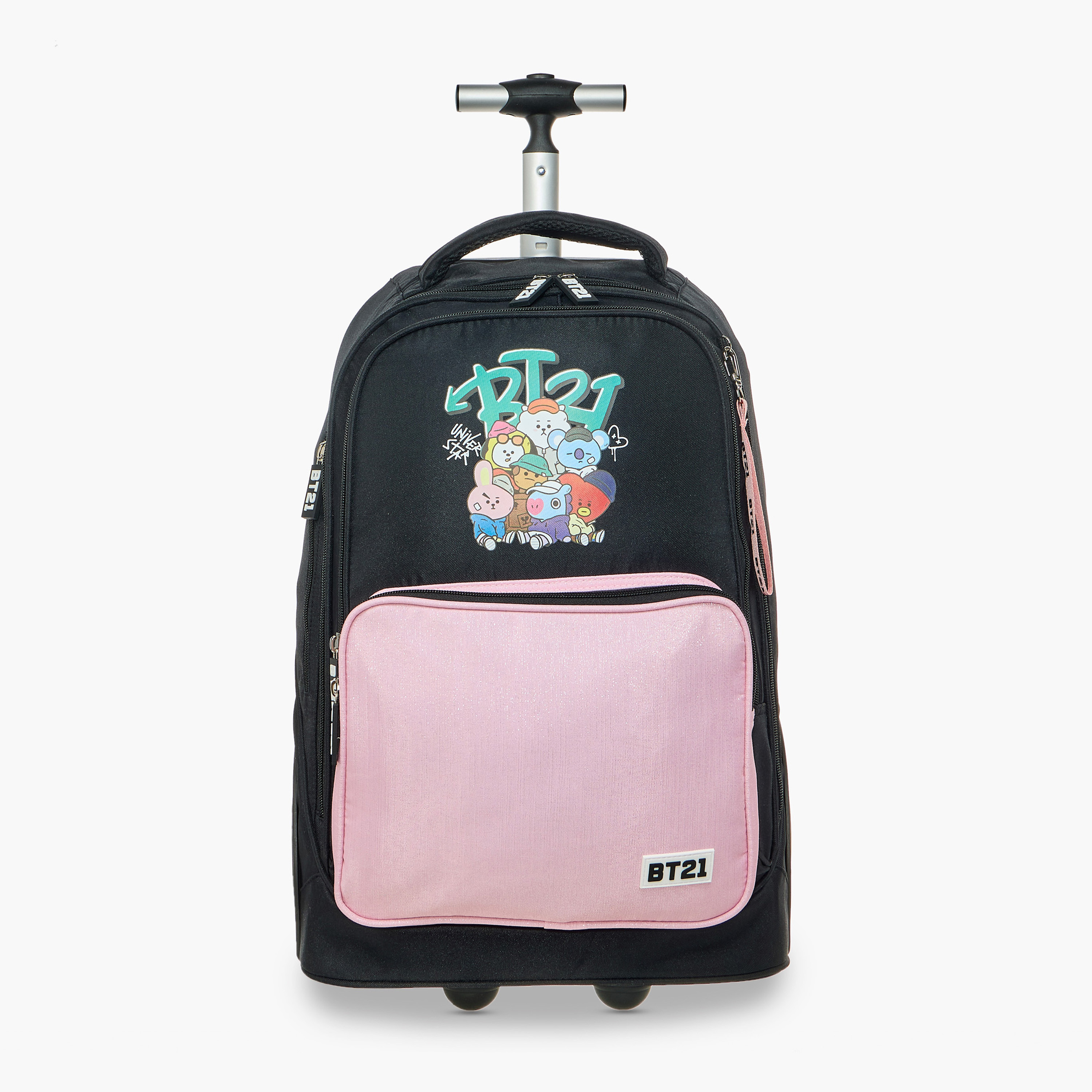 BT21 Print Trolley Bag with Retractable Handle - 18 inches-school-bagsandbackpacks-trolleybags-image-1