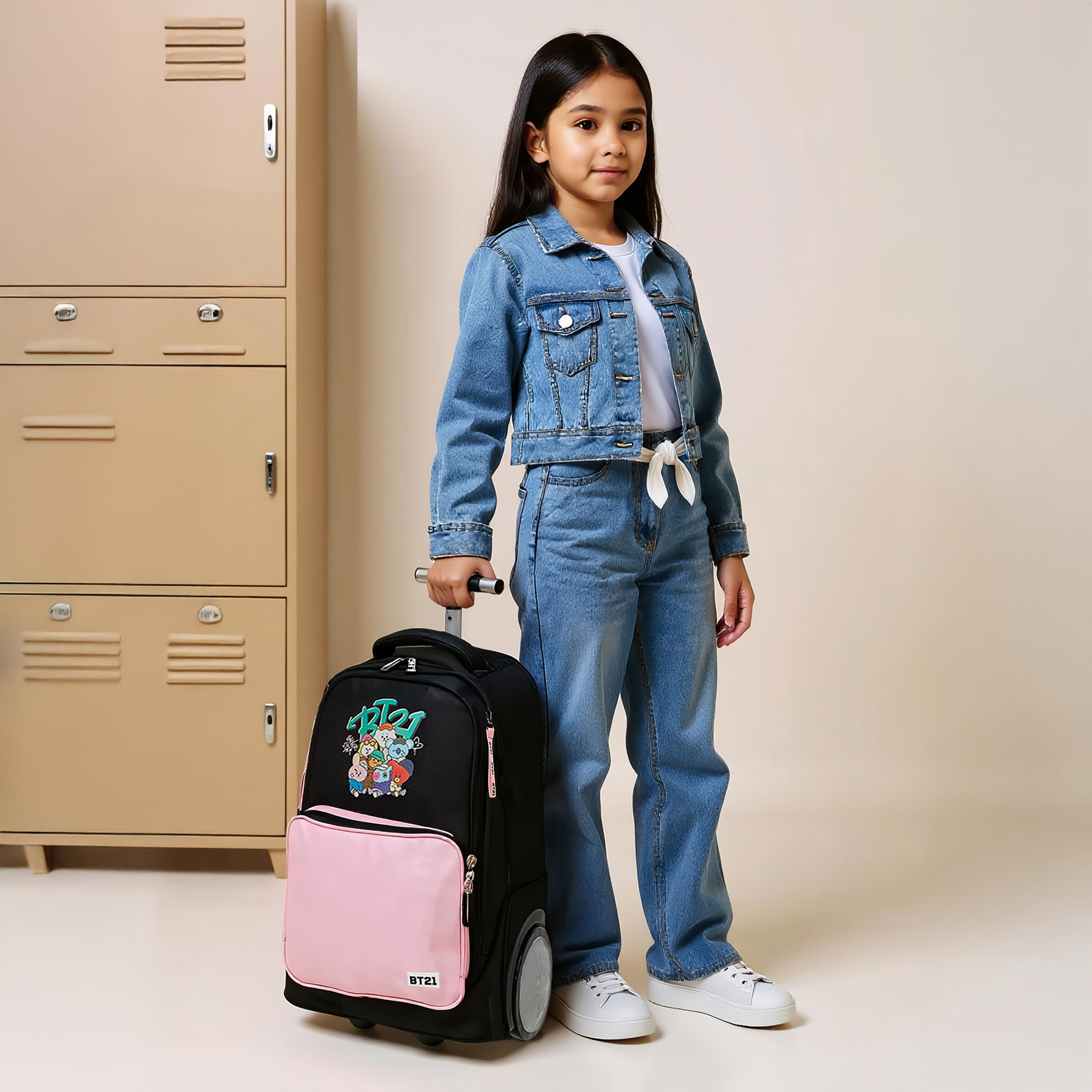 BT21 Print Trolley Bag with Retractable Handle - 18 inches-school-bagsandbackpacks-trolleybags-image-2
