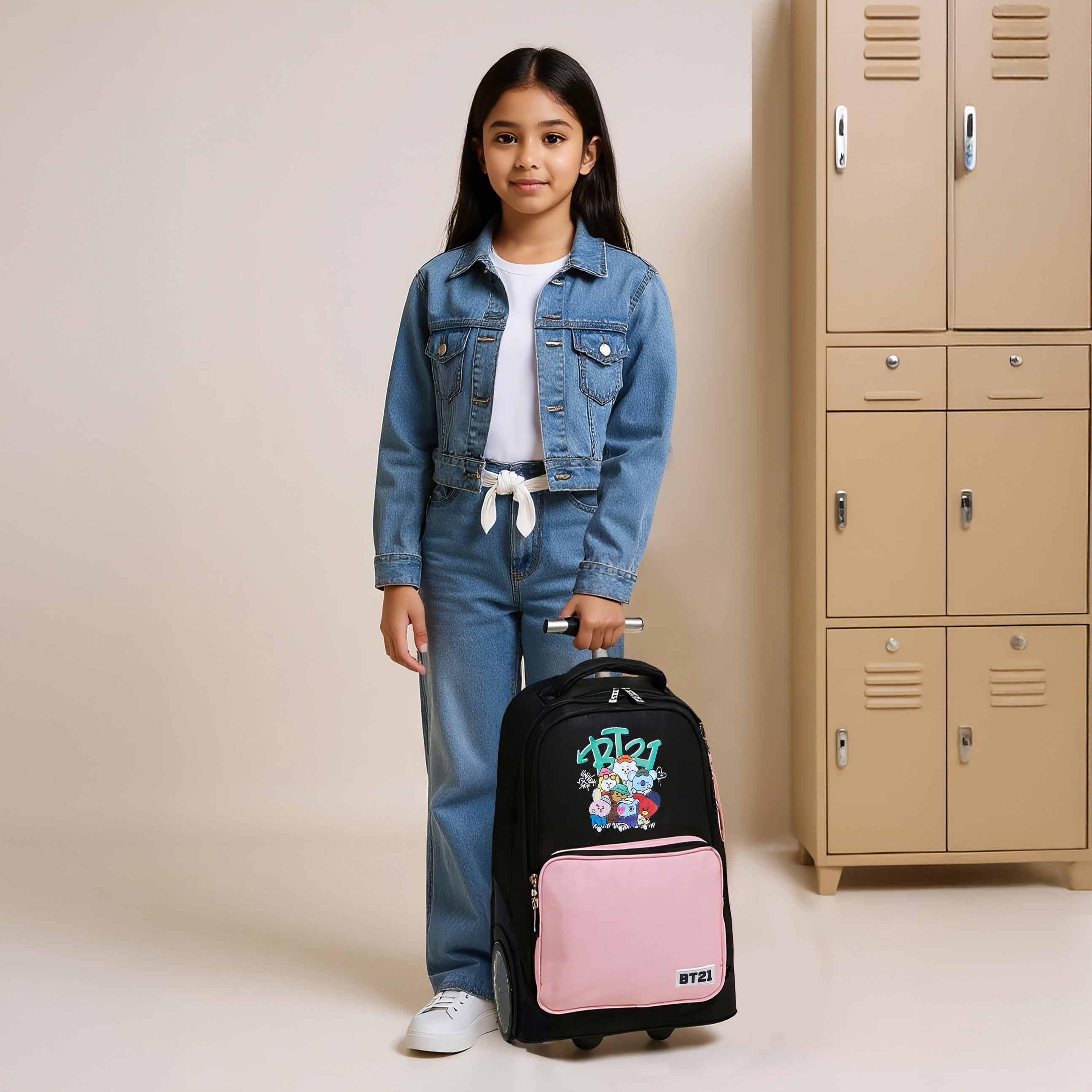 BT21 Print Trolley Bag with Retractable Handle - 18 inches-school-bagsandbackpacks-trolleybags-image-3