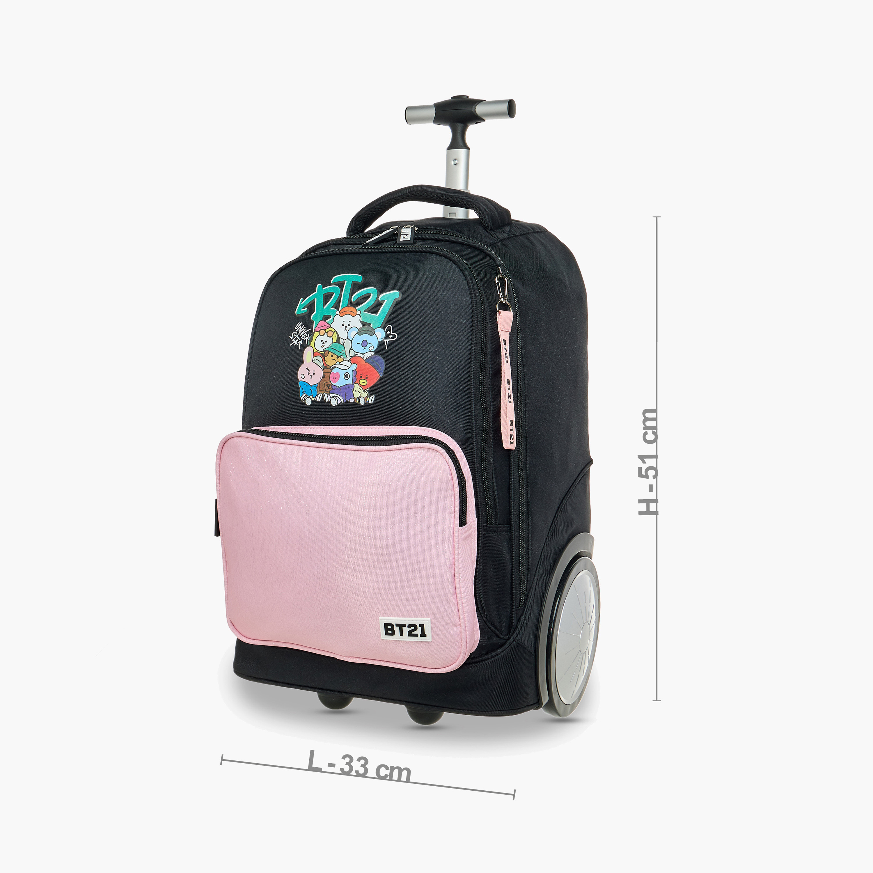 BT21 Print Trolley Bag with Retractable Handle - 18 inches-school-bagsandbackpacks-trolleybags-image-4