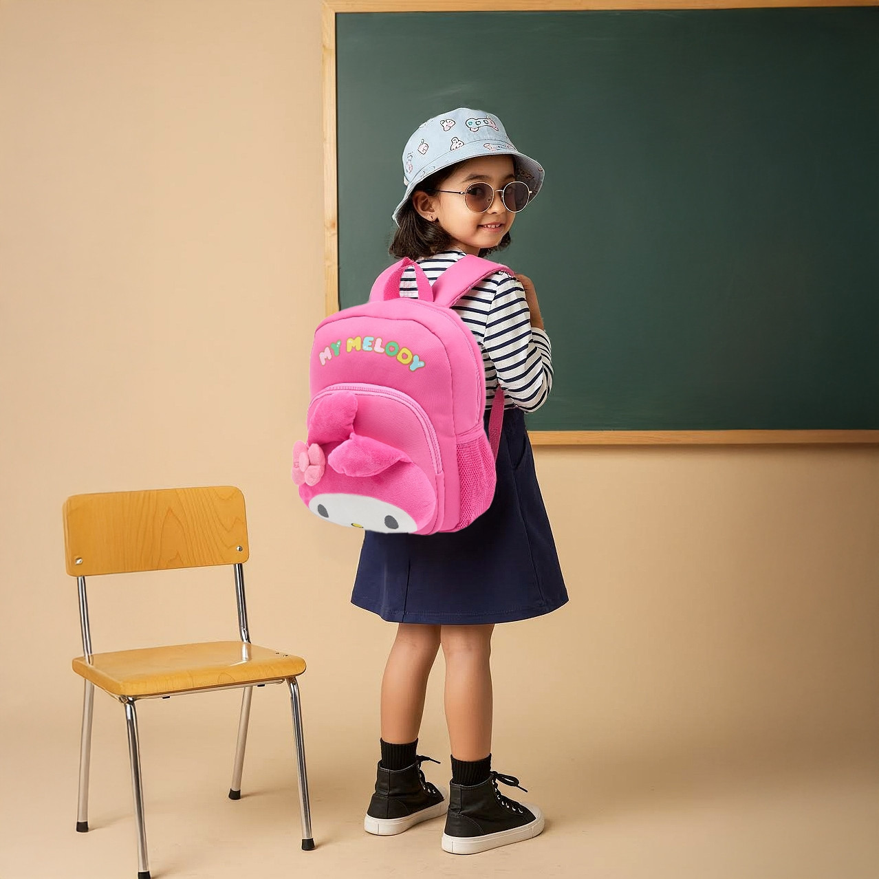 Sanrio My Melody Applique Backpack with Adjustable Straps and Zip Closure - 14 inches-school-bagsandbackpacks-backpacks-image-2