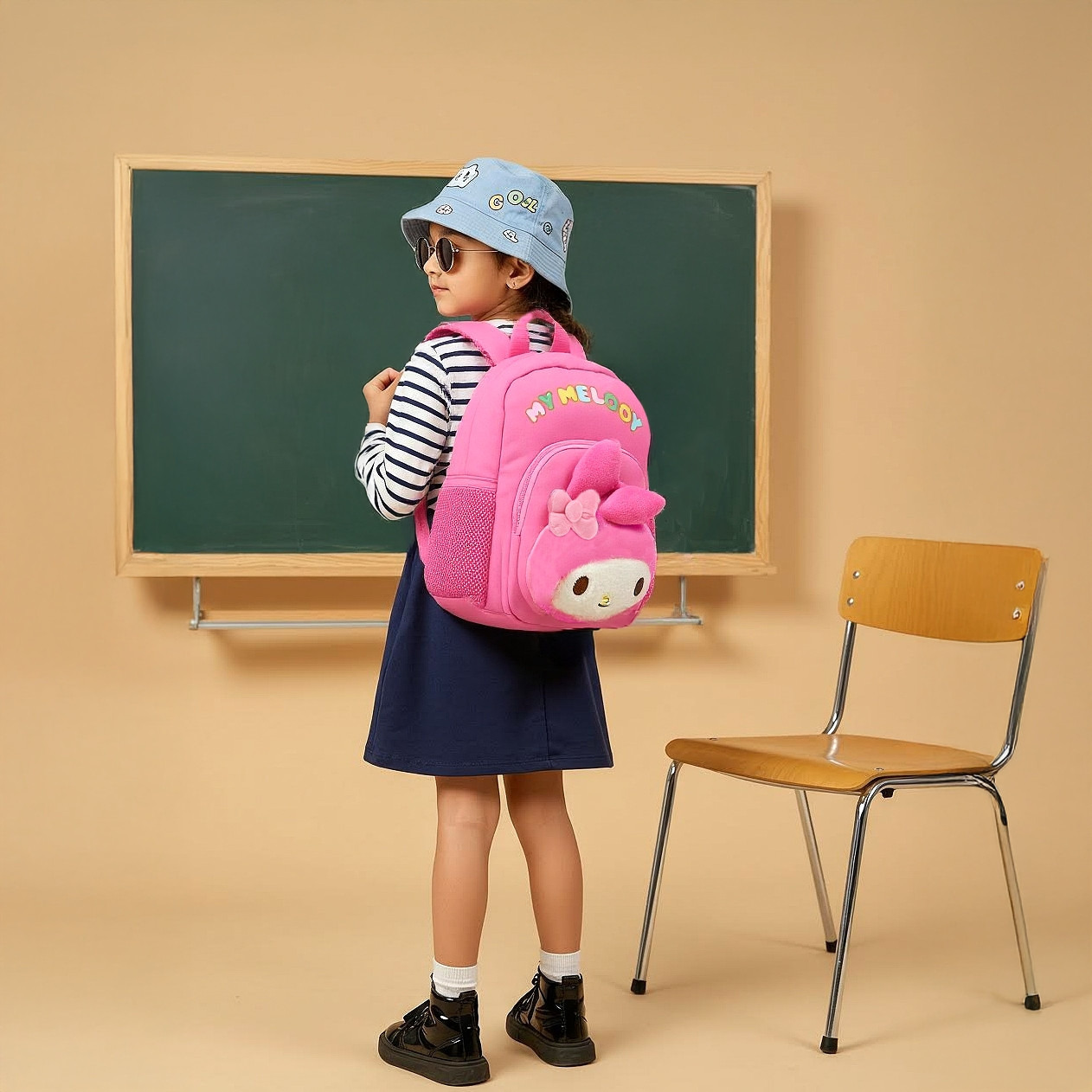 Sanrio My Melody Applique Backpack with Adjustable Straps and Zip Closure - 14 inches-school-bagsandbackpacks-backpacks-image-3