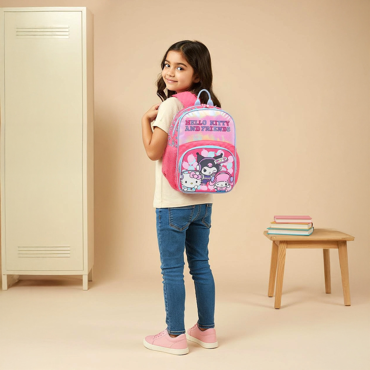 شنطة ظهر بطبعات هالو كيتي والأصدقاء وحمالات كتف قابلة للتعديل وسحاب إغلاق-school-bagsandbackpacks-backpacks-image-2