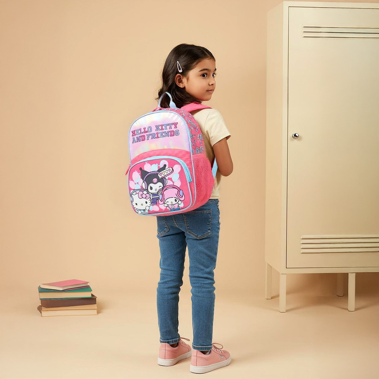 شنطة ظهر بطبعات هالو كيتي والأصدقاء وحمالات كتف قابلة للتعديل وسحاب إغلاق-school-bagsandbackpacks-backpacks-image-3