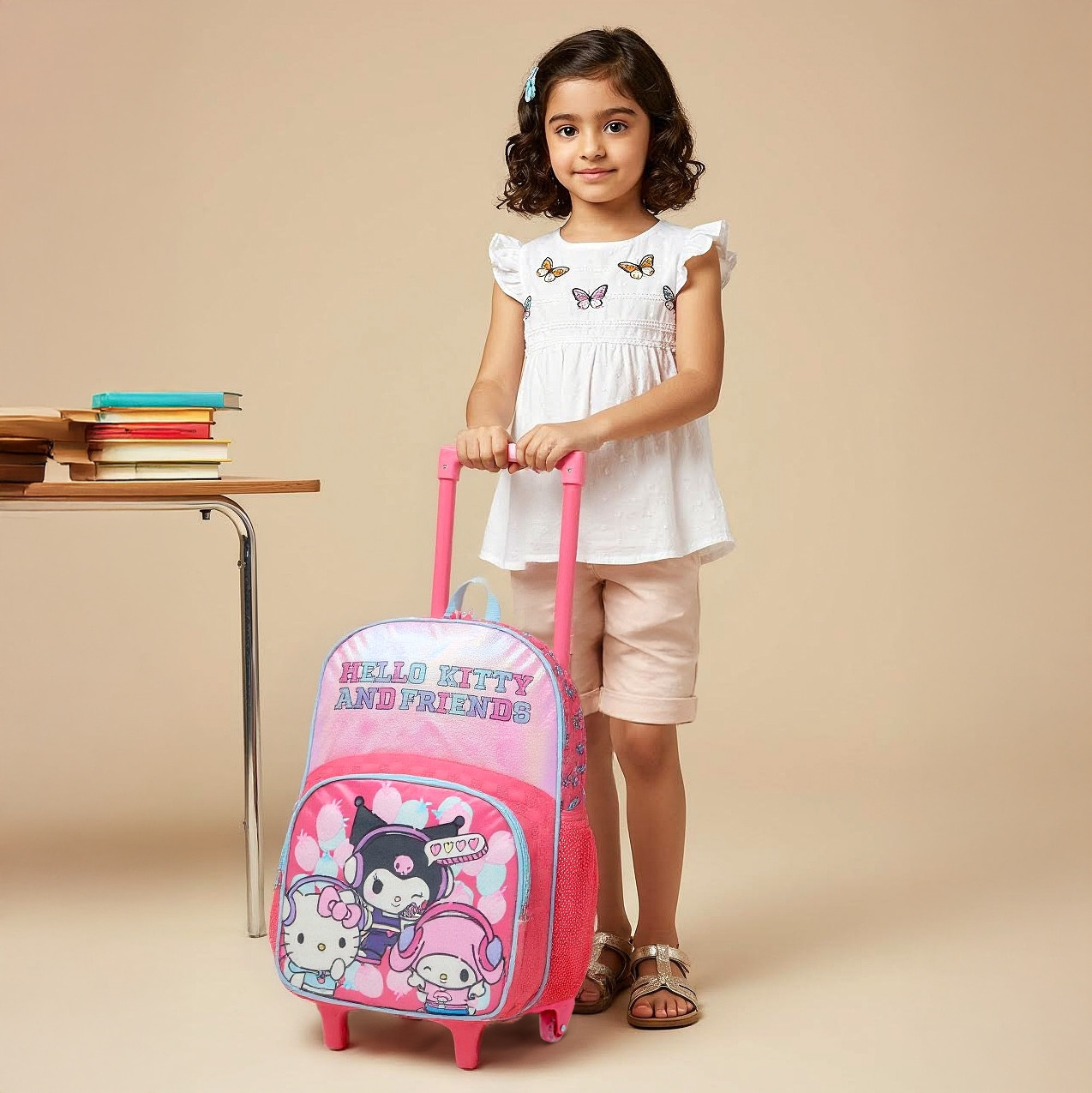 Hello Kitty Printed Trolley Bag for Girls 5-8 Years with Water Resistant Fabric-school-bagsandbackpacks-trolleybags-image-2