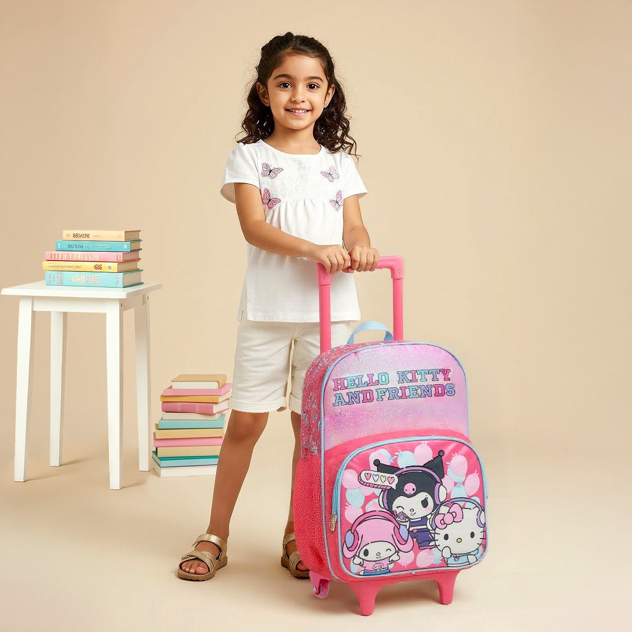 Hello Kitty Printed Trolley Bag for Girls 5-8 Years with Water Resistant Fabric-school-bagsandbackpacks-trolleybags-image-3