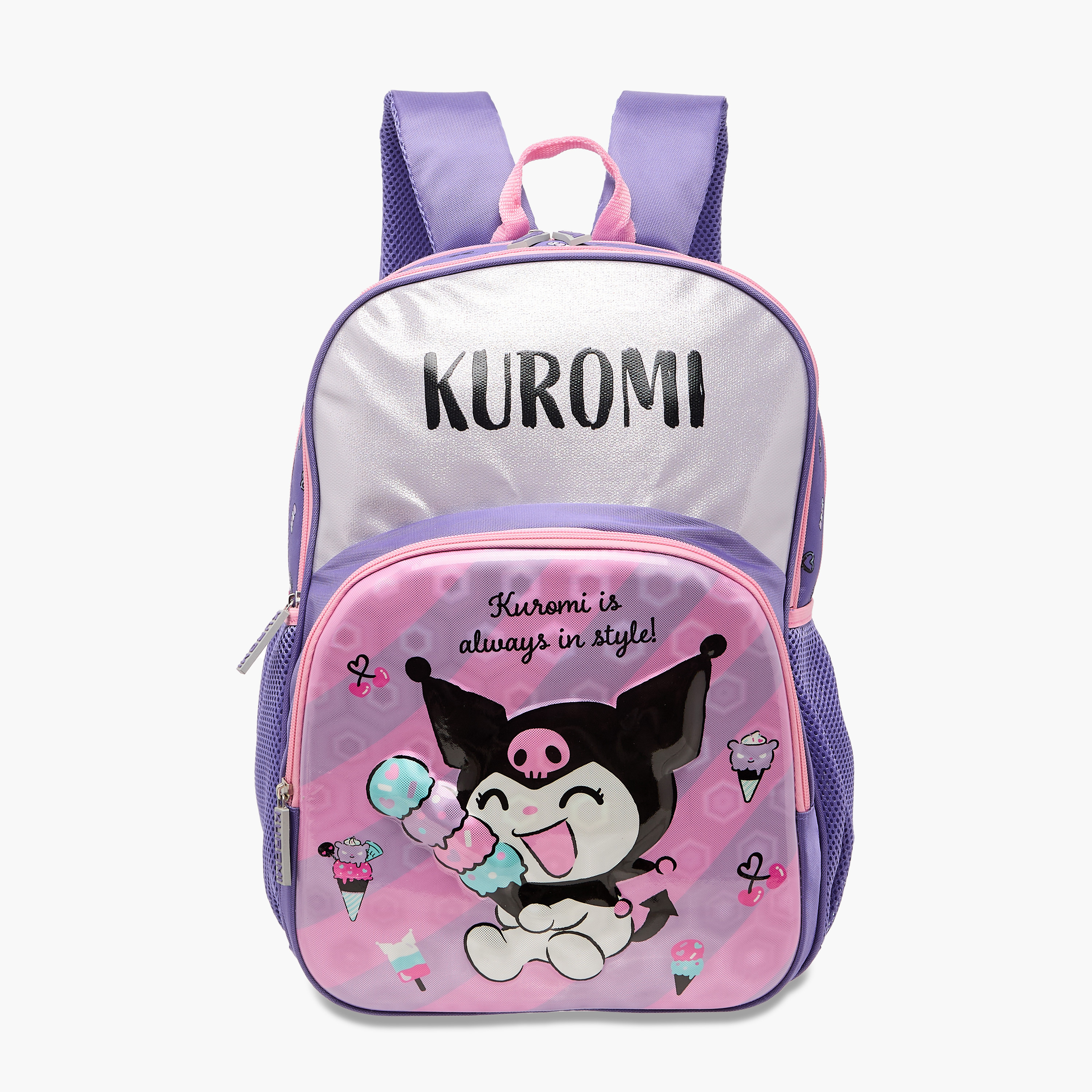 Kuromi Printed Backpack with Adjustable Straps and Zip Closure - 16 inches-school-bagsandbackpacks-backpacks-image-1