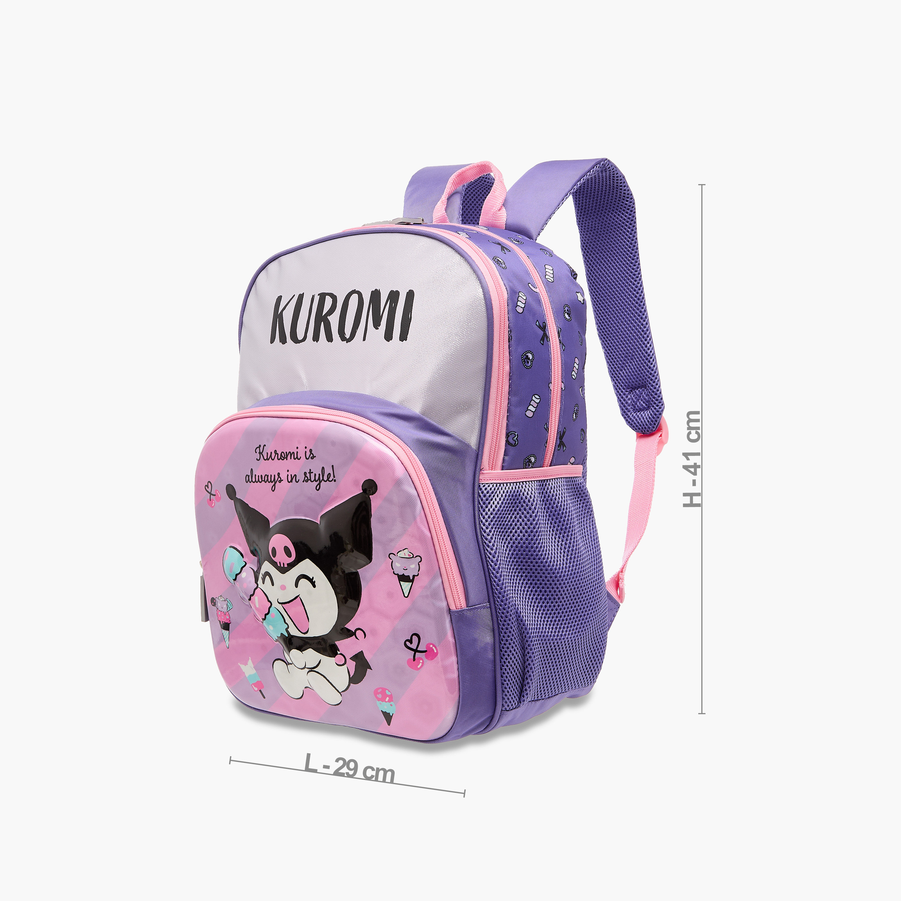 Kuromi Printed Backpack with Adjustable Straps and Zip Closure - 16 inches-school-bagsandbackpacks-backpacks-image-2