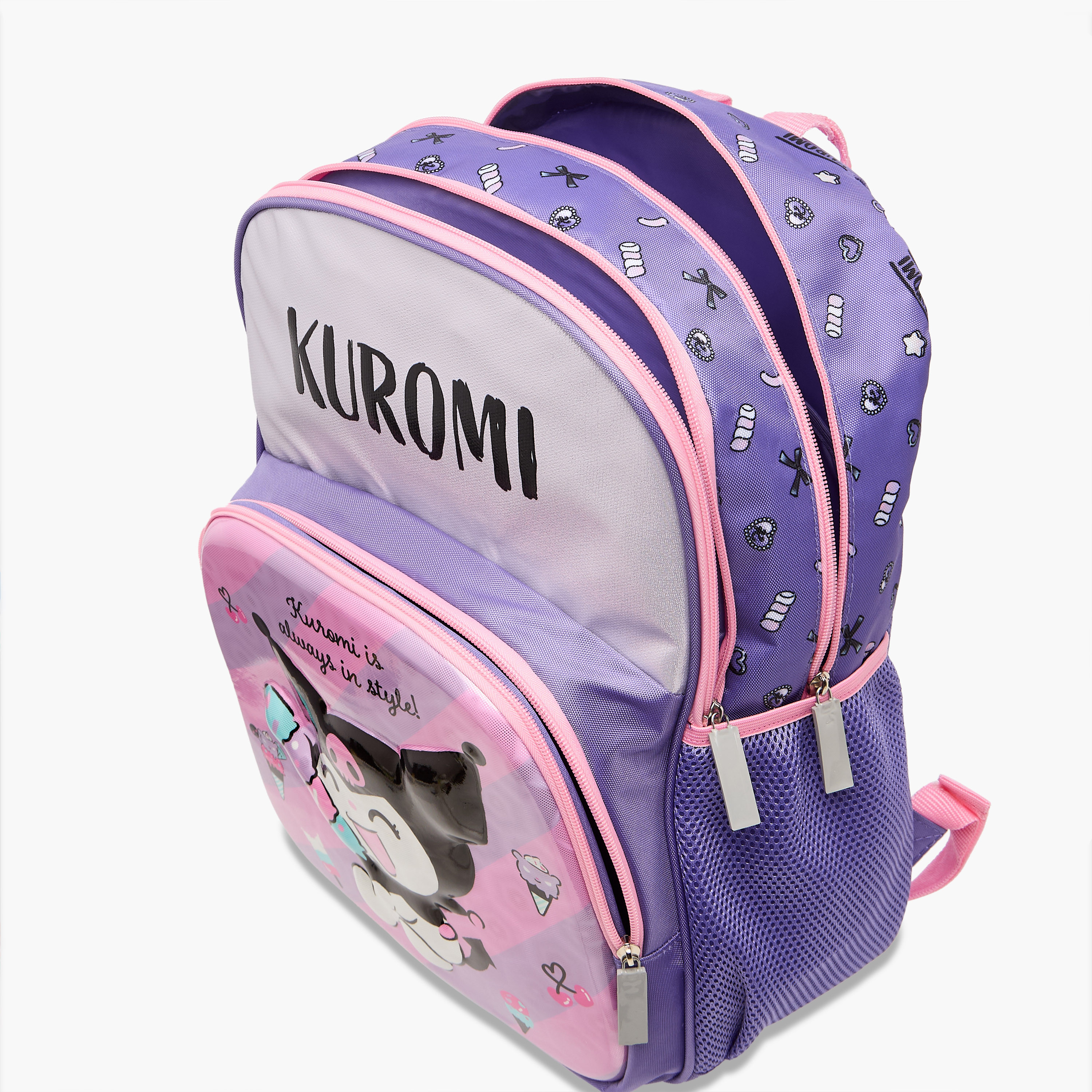 Kuromi Printed Backpack with Adjustable Straps and Zip Closure - 16 inches-school-bagsandbackpacks-backpacks-image-9