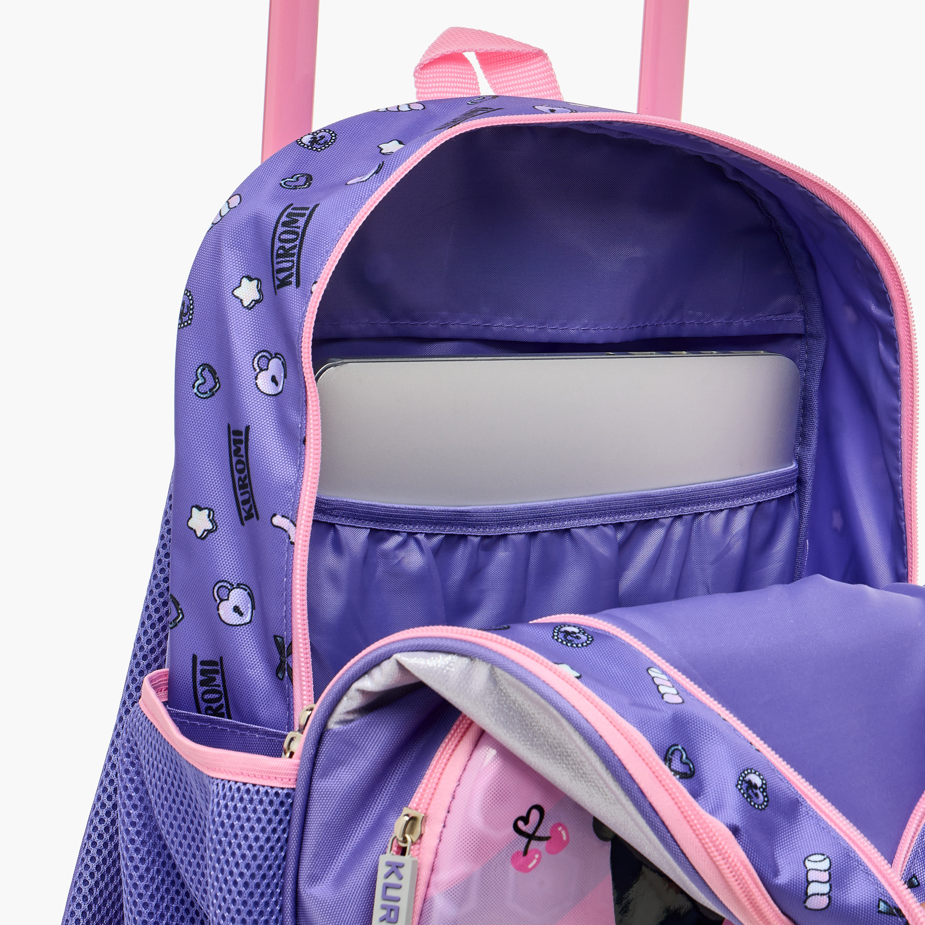 Kuromi Print Trolley Backpack with Retractable Handle - 16 inches-school-bagsandbackpacks-trolleybags-image-15