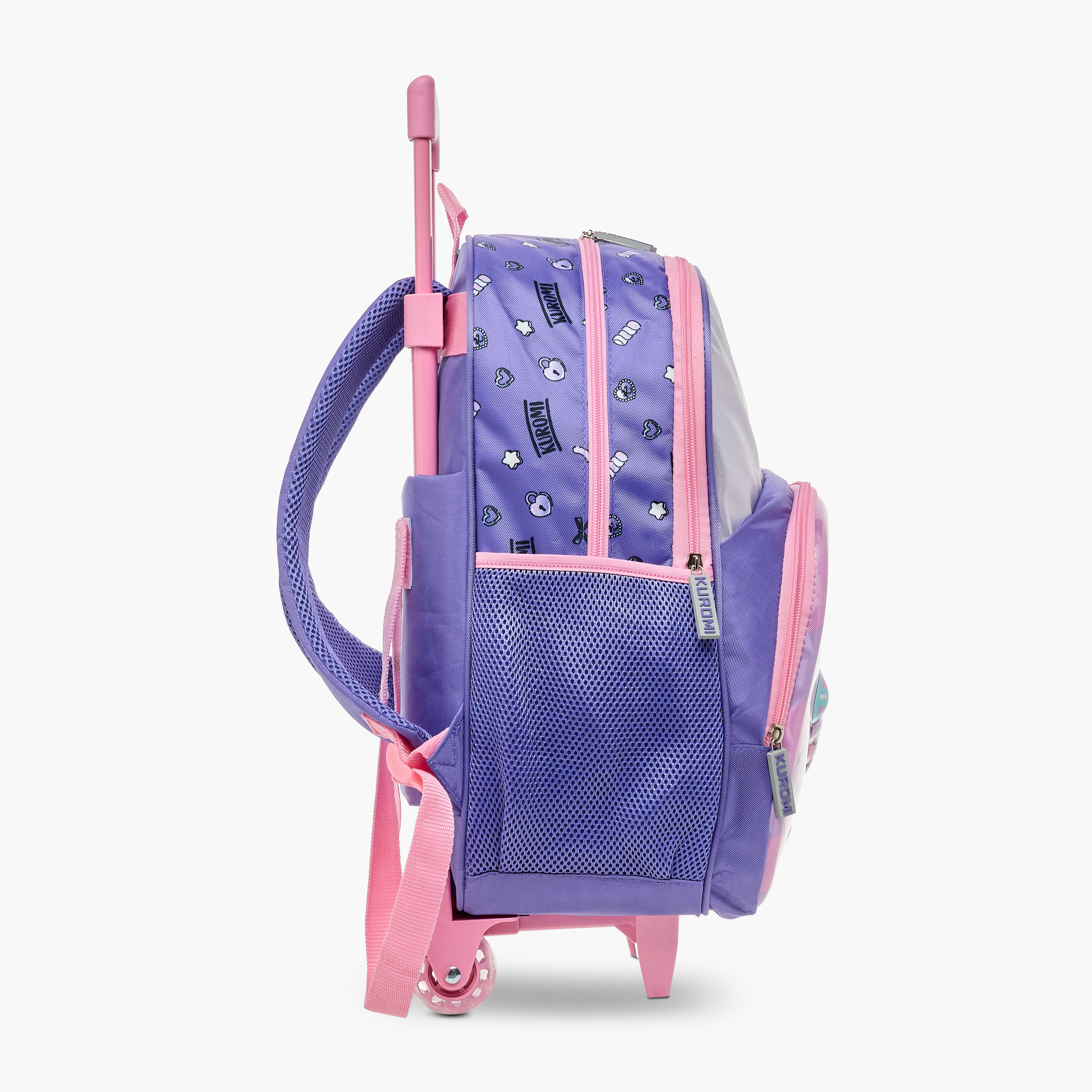 Kuromi Print Trolley Backpack with Retractable Handle - 16 inches-school-bagsandbackpacks-trolleybags-image-3