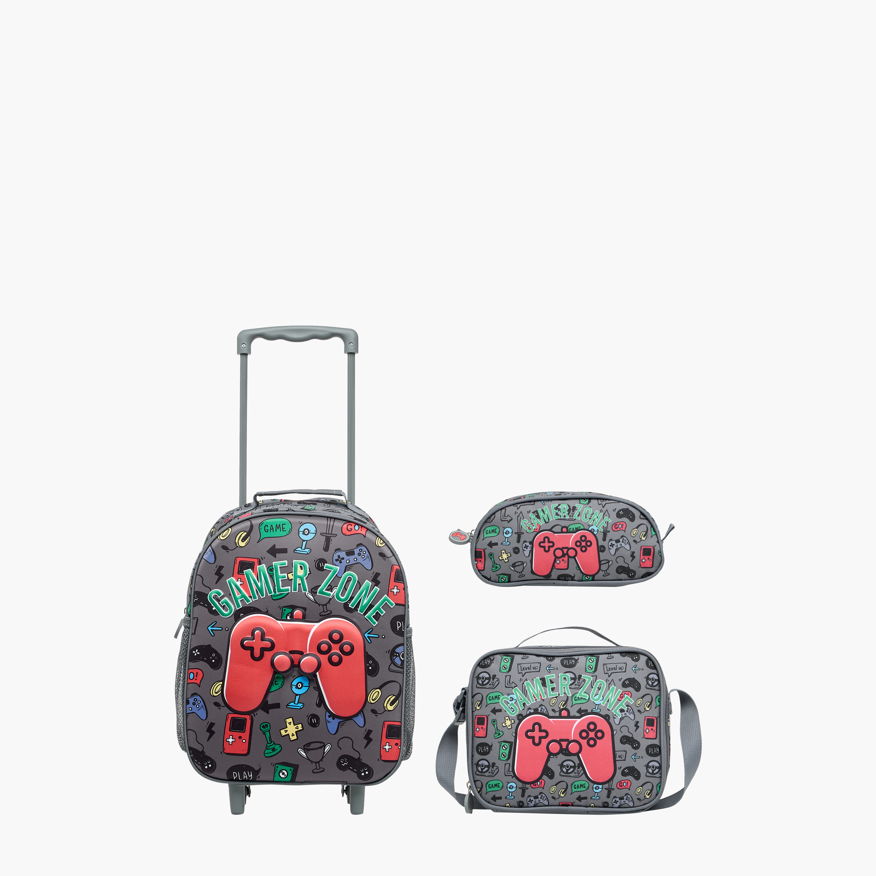 Juniors Gaming 3-Piece School Trolley Bag Set for Boys 2-5 Years with Lunch Bag and Pencil Pouch -school-bagsandbackpacks-trolleybags-image-1