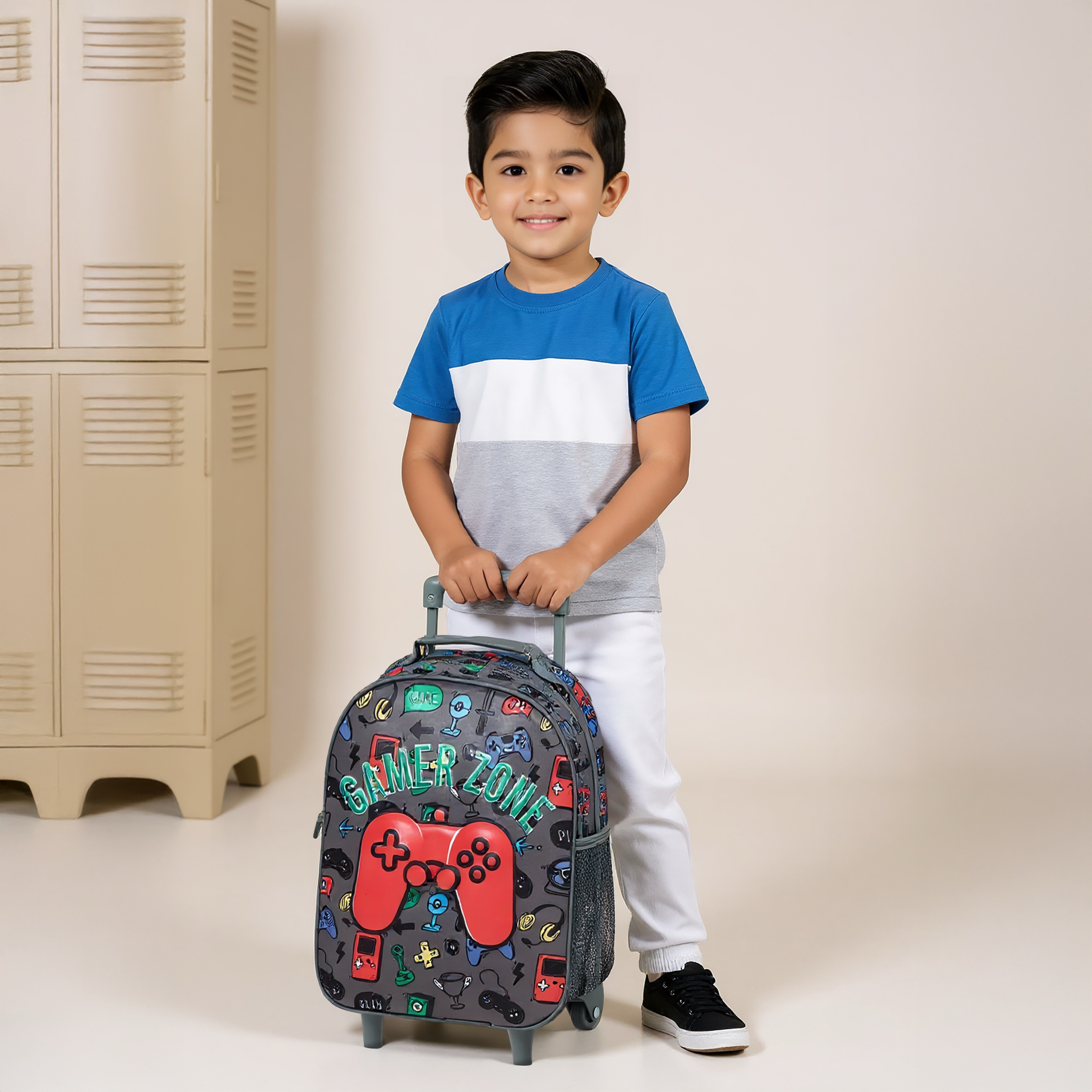 Juniors Gaming 3-Piece School Trolley Bag Set for Boys 2-5 Years with Lunch Bag and Pencil Pouch -school-bagsandbackpacks-trolleybags-image-2