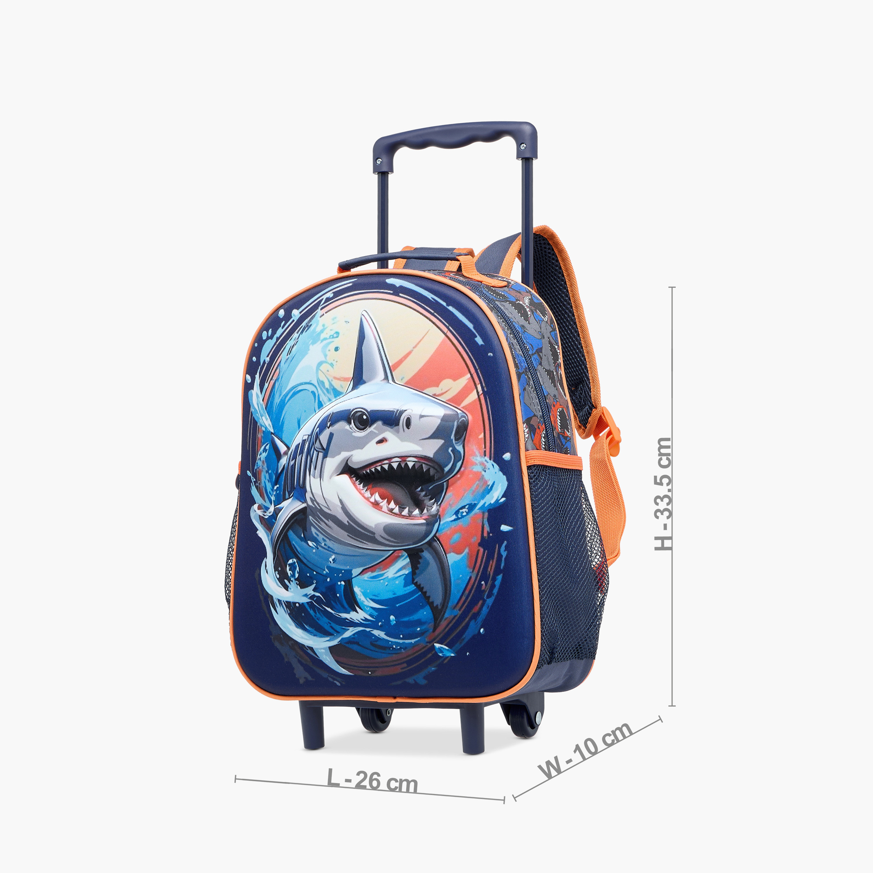 Juniors Shark 3-Piece School Trolley Bag Set for Boys 2-5 Years with Lunch Bag and Pencil Pouch -school-bagsandbackpacks-trolleybags-image-3