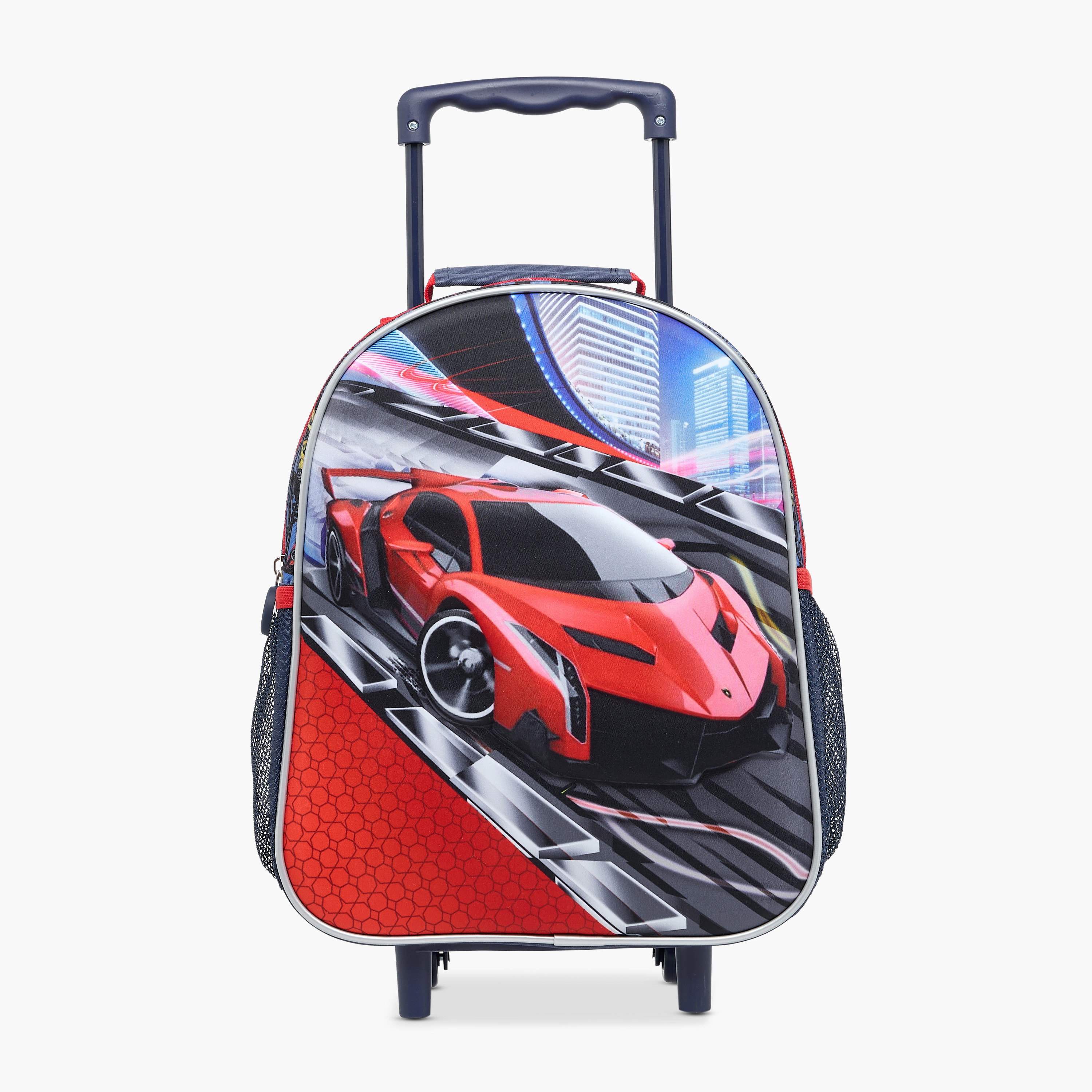 Juniors Cars 3-Piece School Trolley Bag Set for Boys 2-5 Years with Lunch Bag and Pencil Pouch -school-bagsandbackpacks-trolleybags-image-4