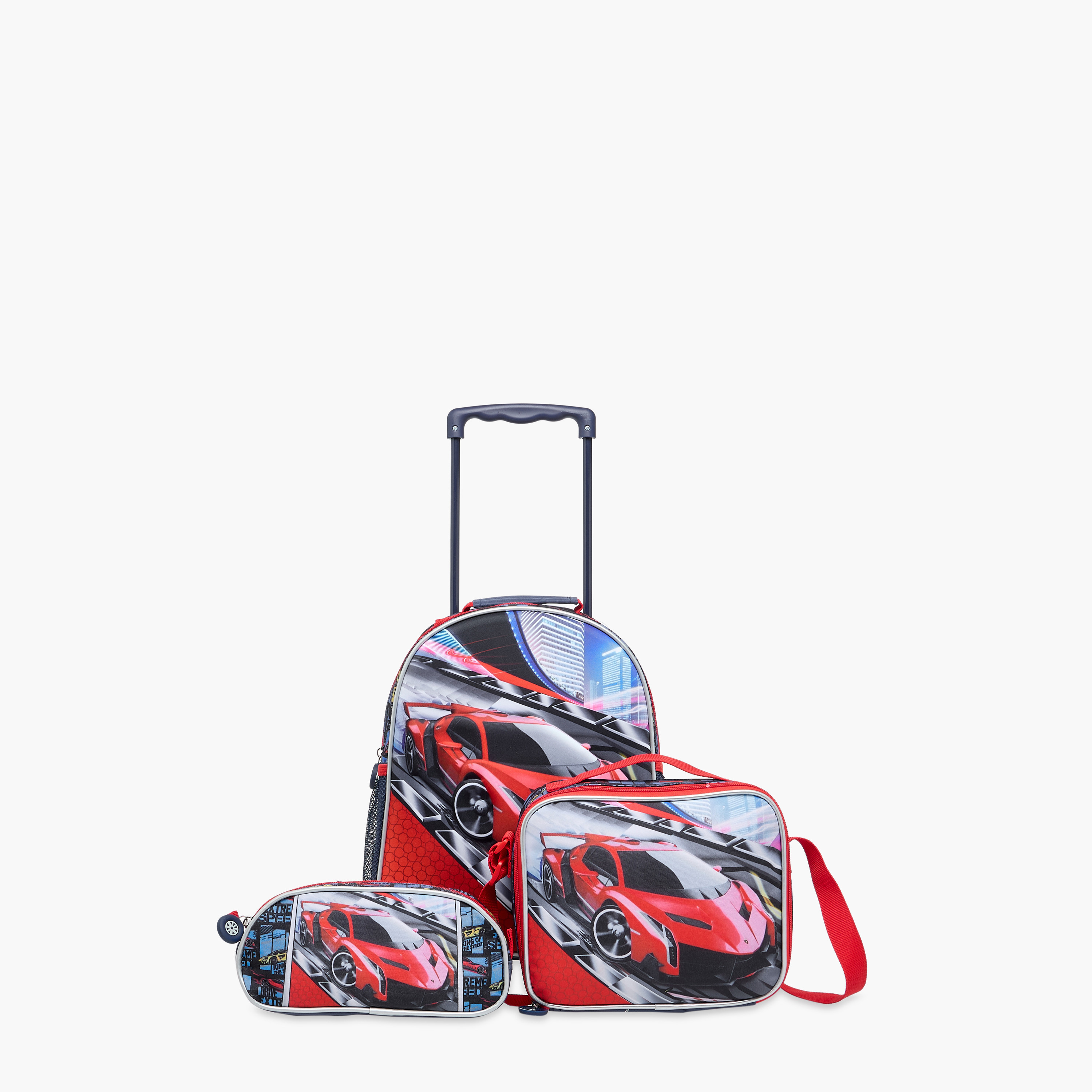 Juniors Cars 3-Piece School Trolley Bag Set for Boys 2-5 Years with Lunch Bag and Pencil Pouch -school-bagsandbackpacks-trolleybags-image-23