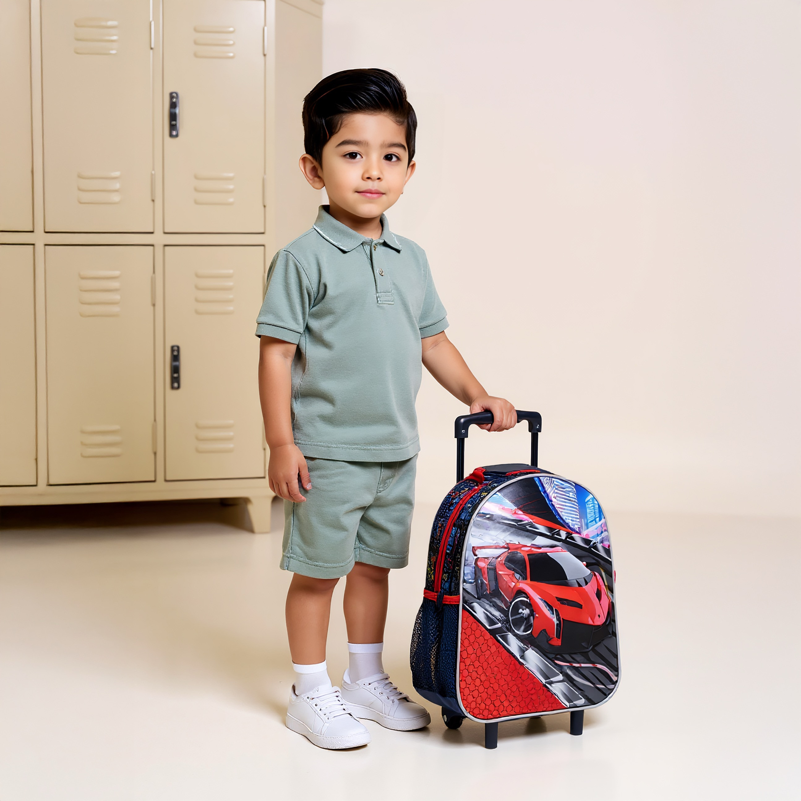 Juniors Cars 3-Piece School Trolley Bag Set for Boys 2-5 Years with Lunch Bag and Pencil Pouch -school-bagsandbackpacks-trolleybags-image-3