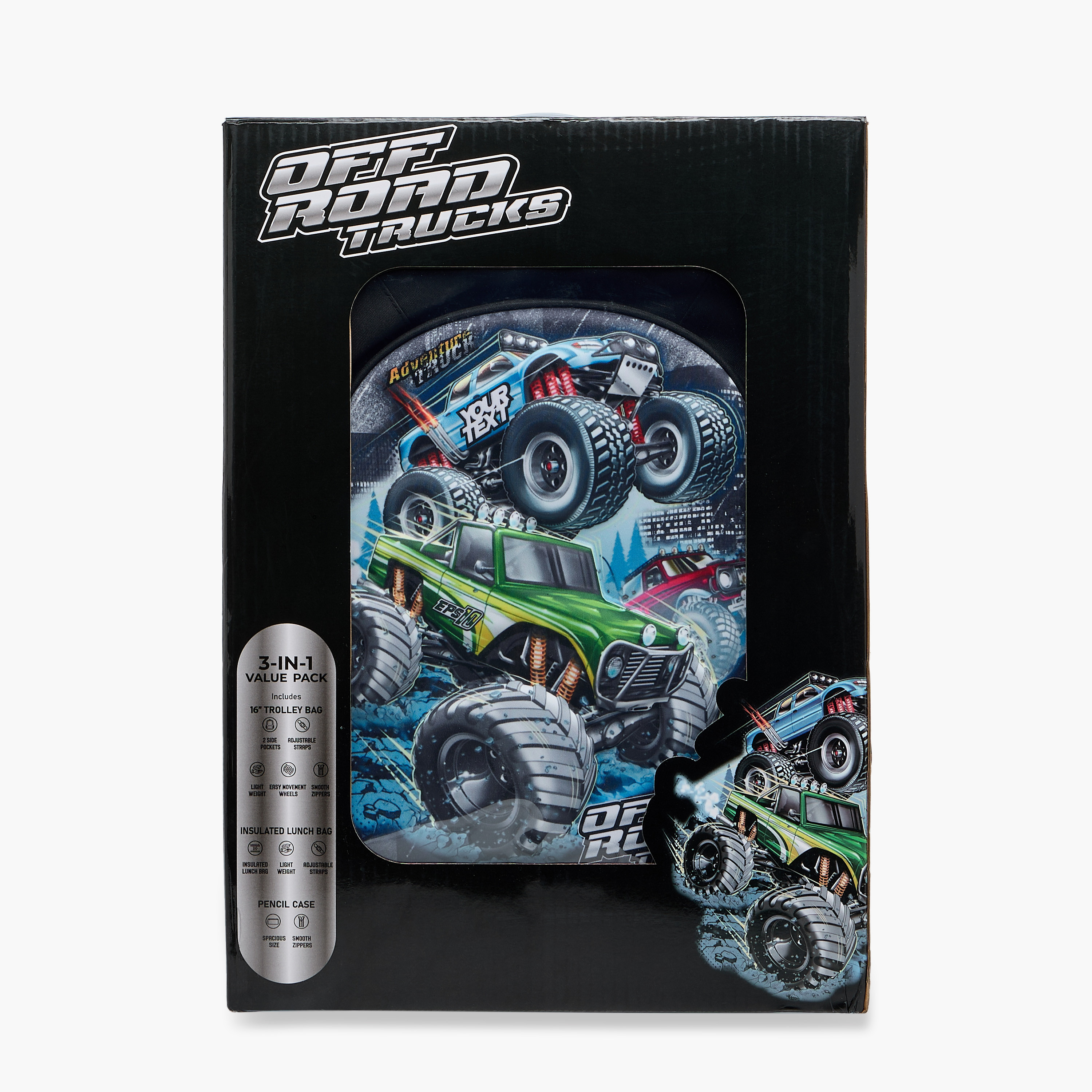 طقم شنطة ترولي مدرسية 3 قطع للأولاد 5-8 سنوات مع شنطة غداء ومقلمة بتصميم مركبات من جونيورز-school-bagsandbackpacks-trolleybags-image-23