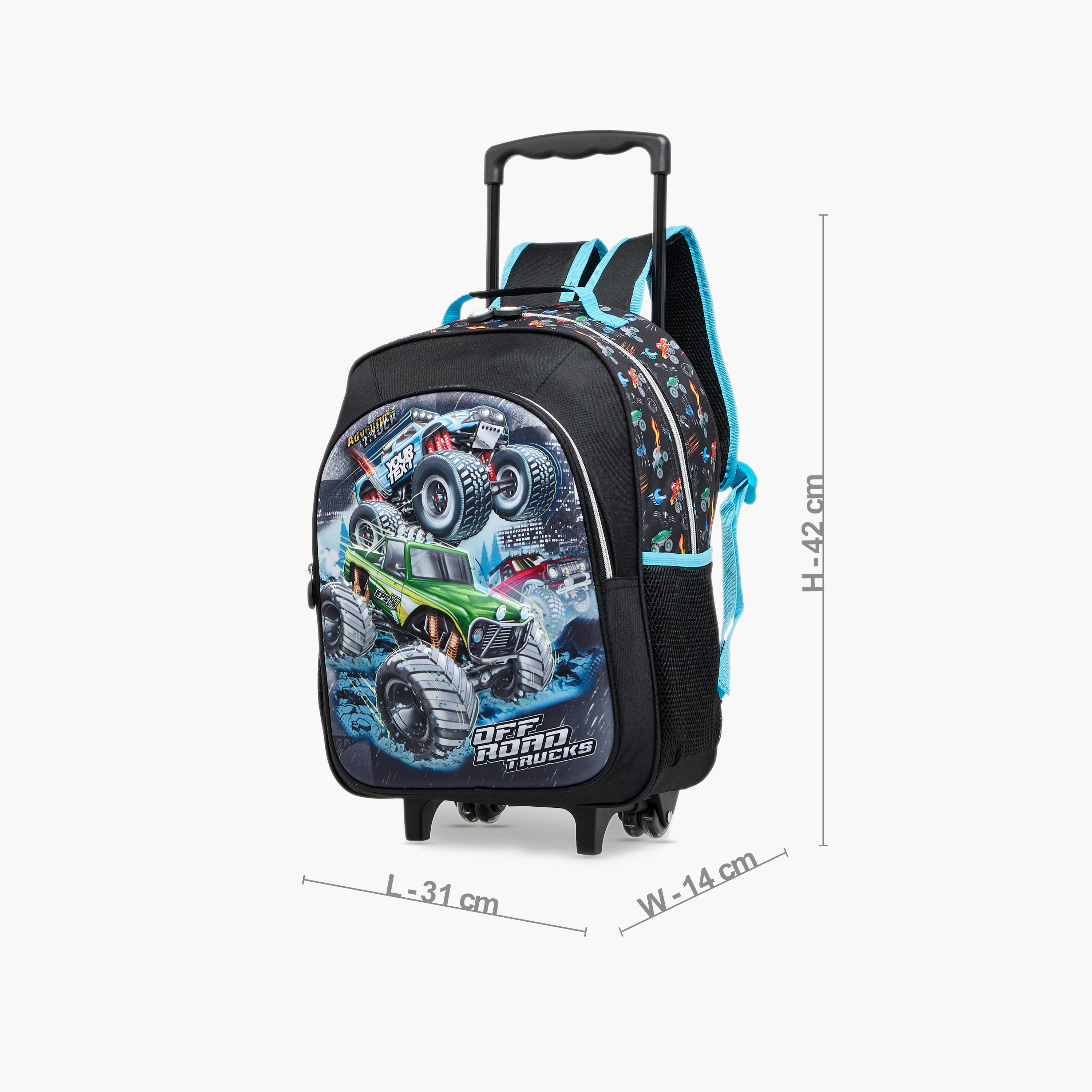 Juniors Vehicles 3-Piece School Trolley Bag Set for Boys 5-8 Years with Lunch Bag and Pencil Pouch -school-bagsandbackpacks-trolleybags-image-3