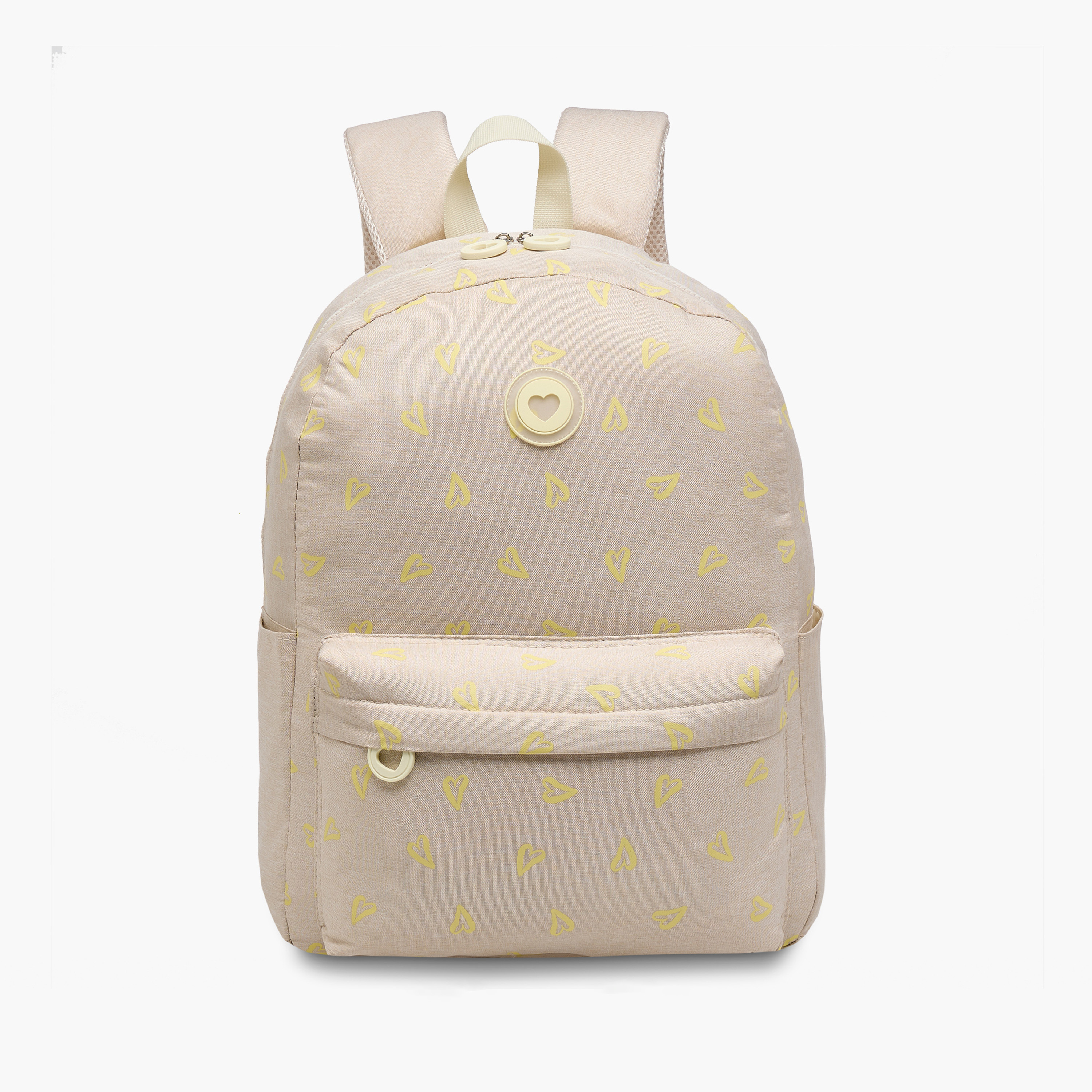 Juniors Heart Print Backpack with Adjustable Straps and Zip Closure - 17 inches-school-bagsandbackpacks-backpacks-image-1