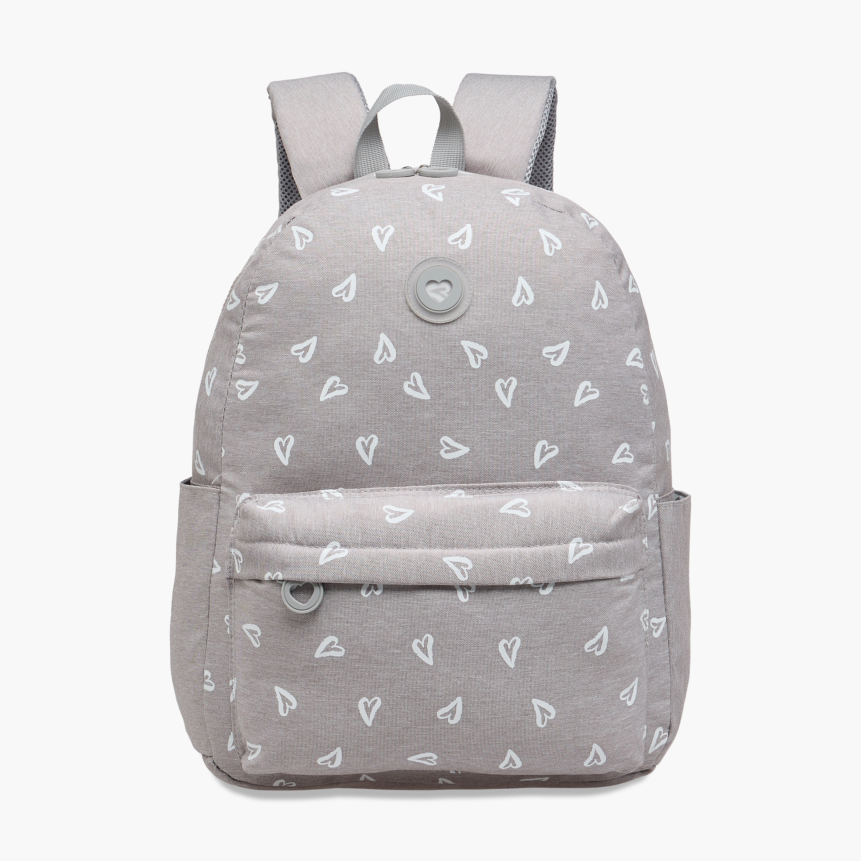 Juniors Heart Print Backpack with Adjustable Straps and Zip Closure - 17 inches-school-bagsandbackpacks-backpacks-image-1