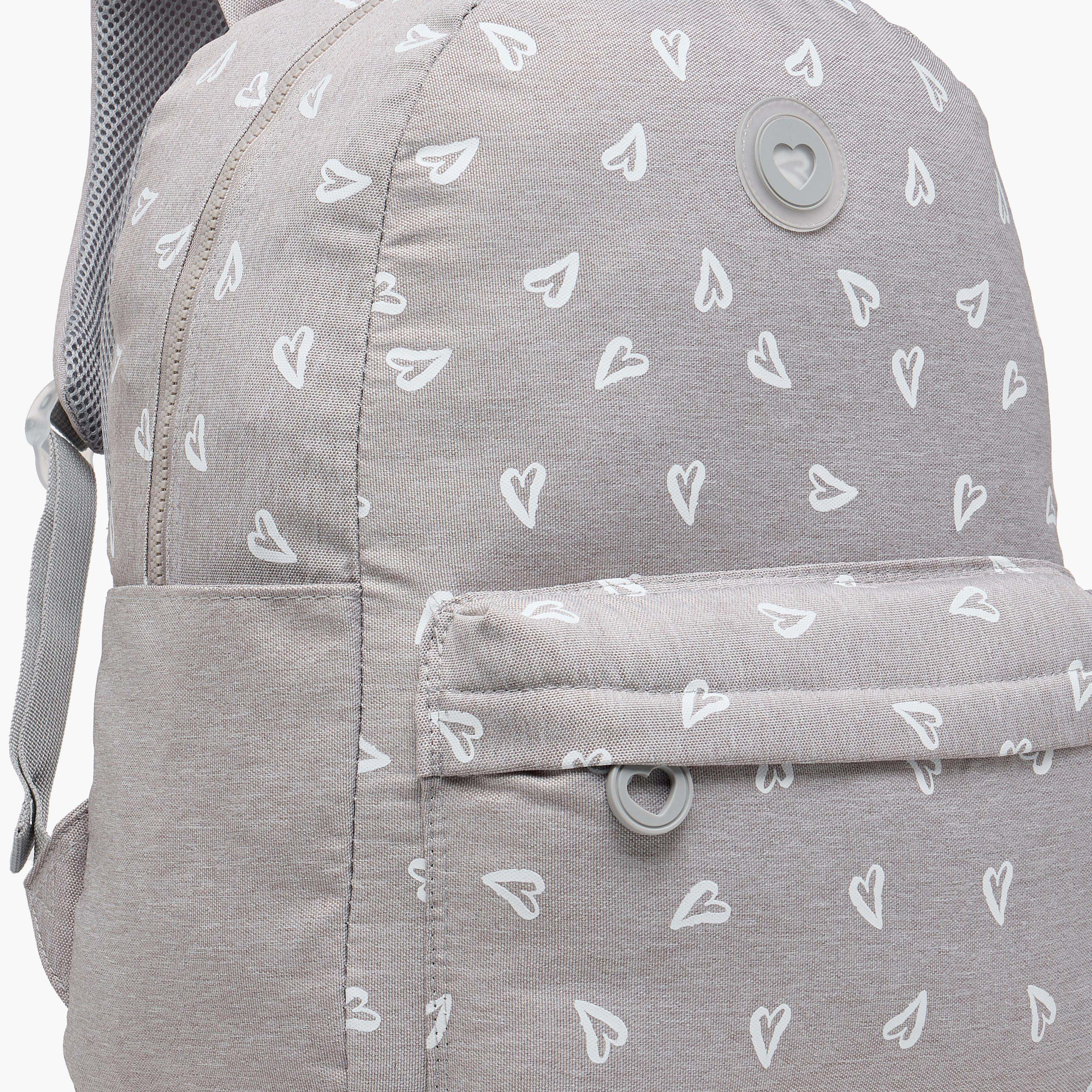 Juniors Heart Print Backpack with Adjustable Straps and Zip Closure - 17 inches-school-bagsandbackpacks-backpacks-image-7