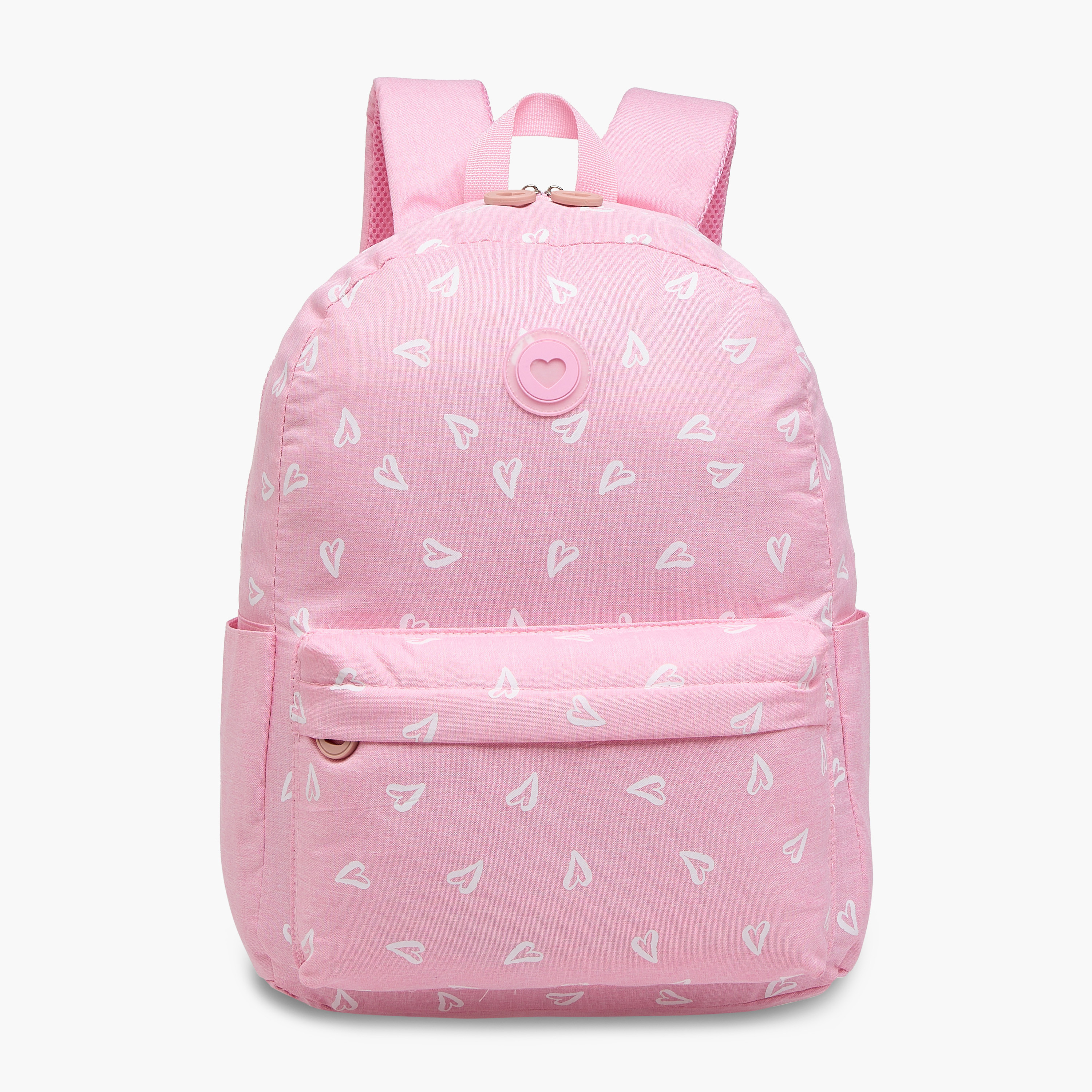 Juniors Heart Print Backpack with Adjustable Straps and Zip Closure - 17 inches-school-bagsandbackpacks-backpacks-image-1