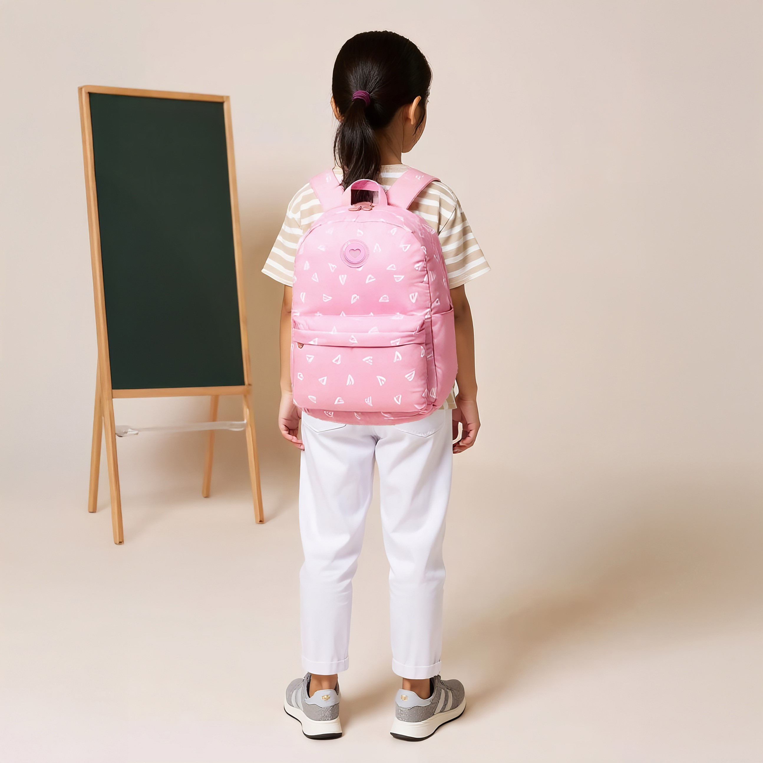 Juniors Heart Print Backpack with Adjustable Straps and Zip Closure - 17 inches-school-bagsandbackpacks-backpacks-image-2