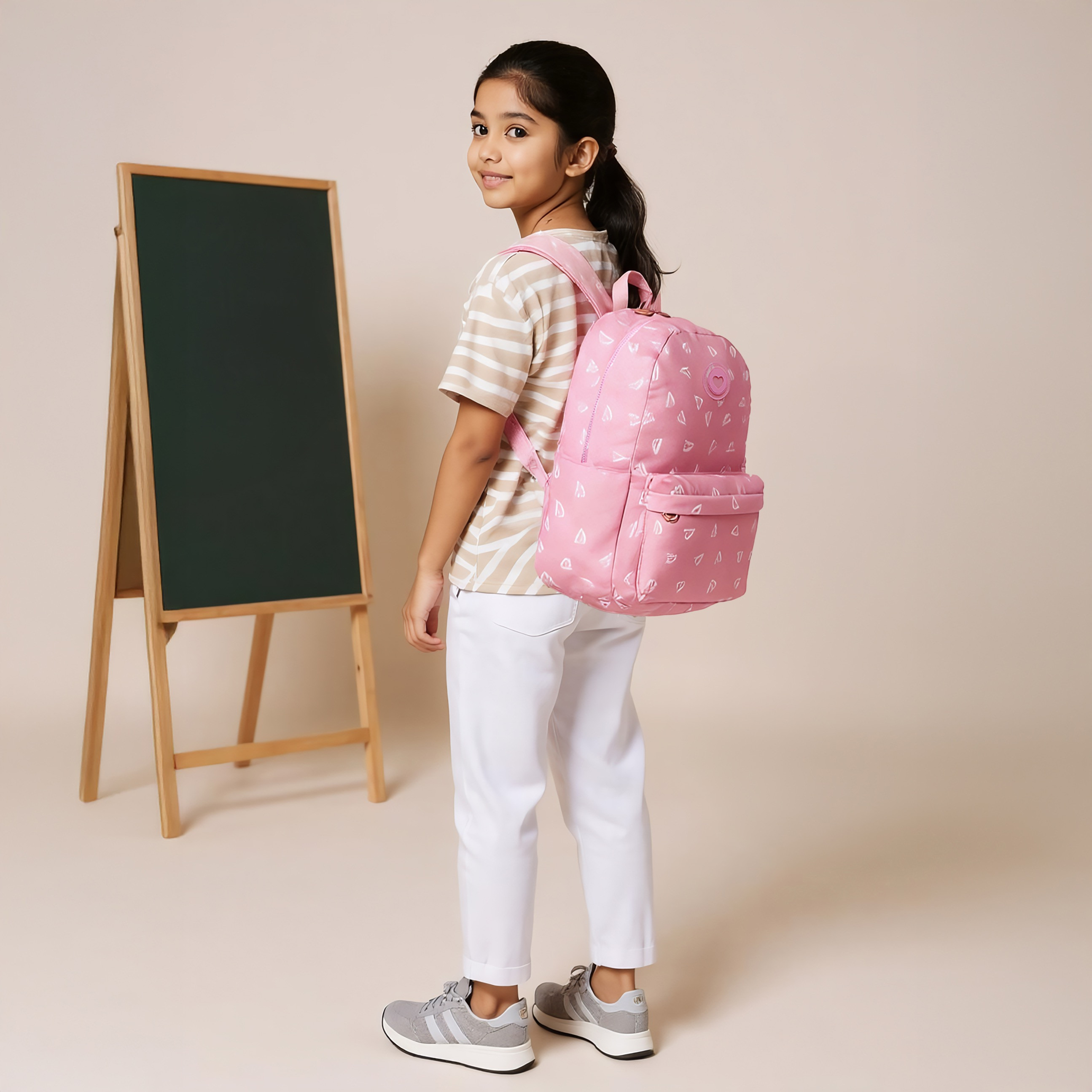 Juniors Heart Print Backpack with Adjustable Straps and Zip Closure - 17 inches-school-bagsandbackpacks-backpacks-image-3