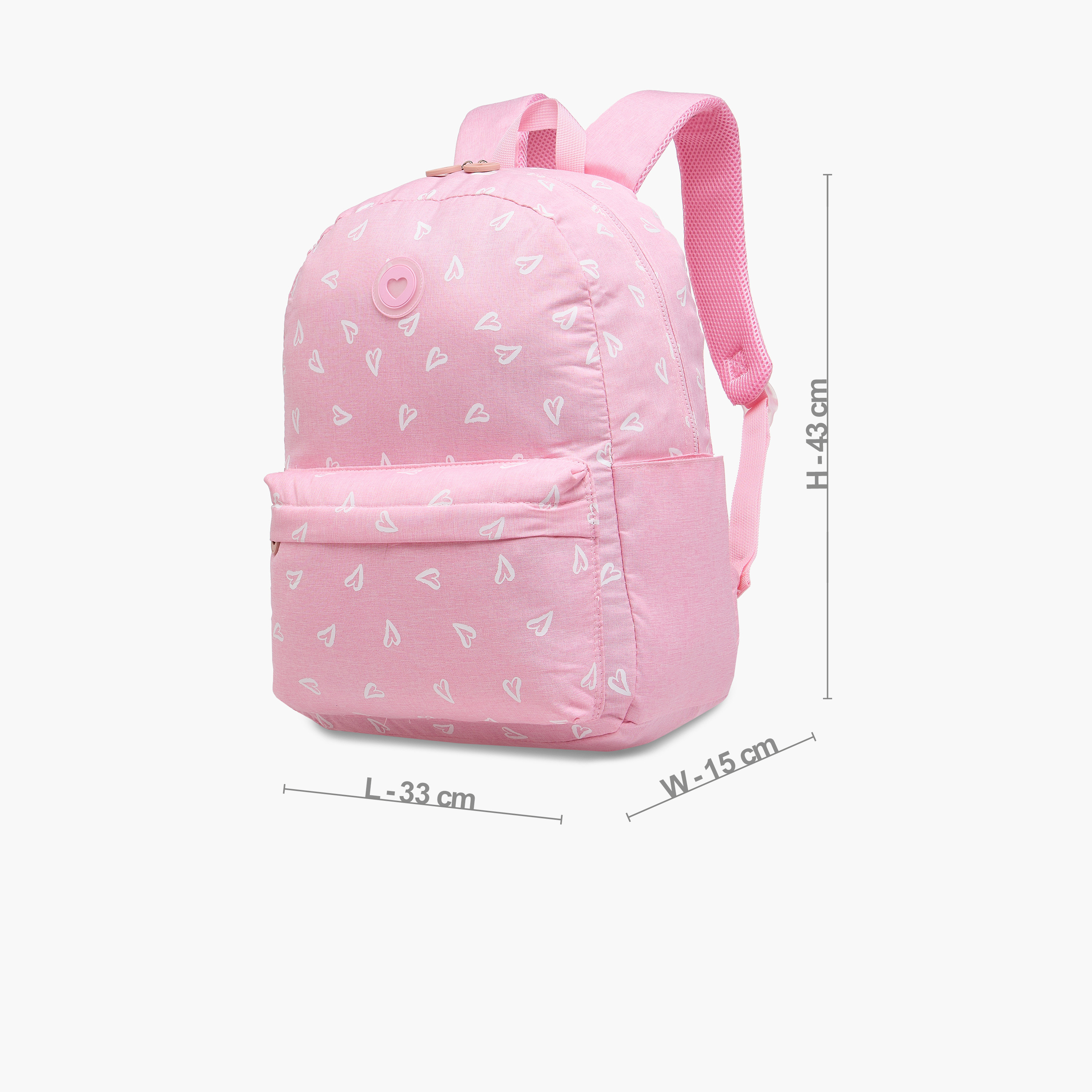 Juniors Heart Print Backpack with Adjustable Straps and Zip Closure - 17 inches-school-bagsandbackpacks-backpacks-image-4