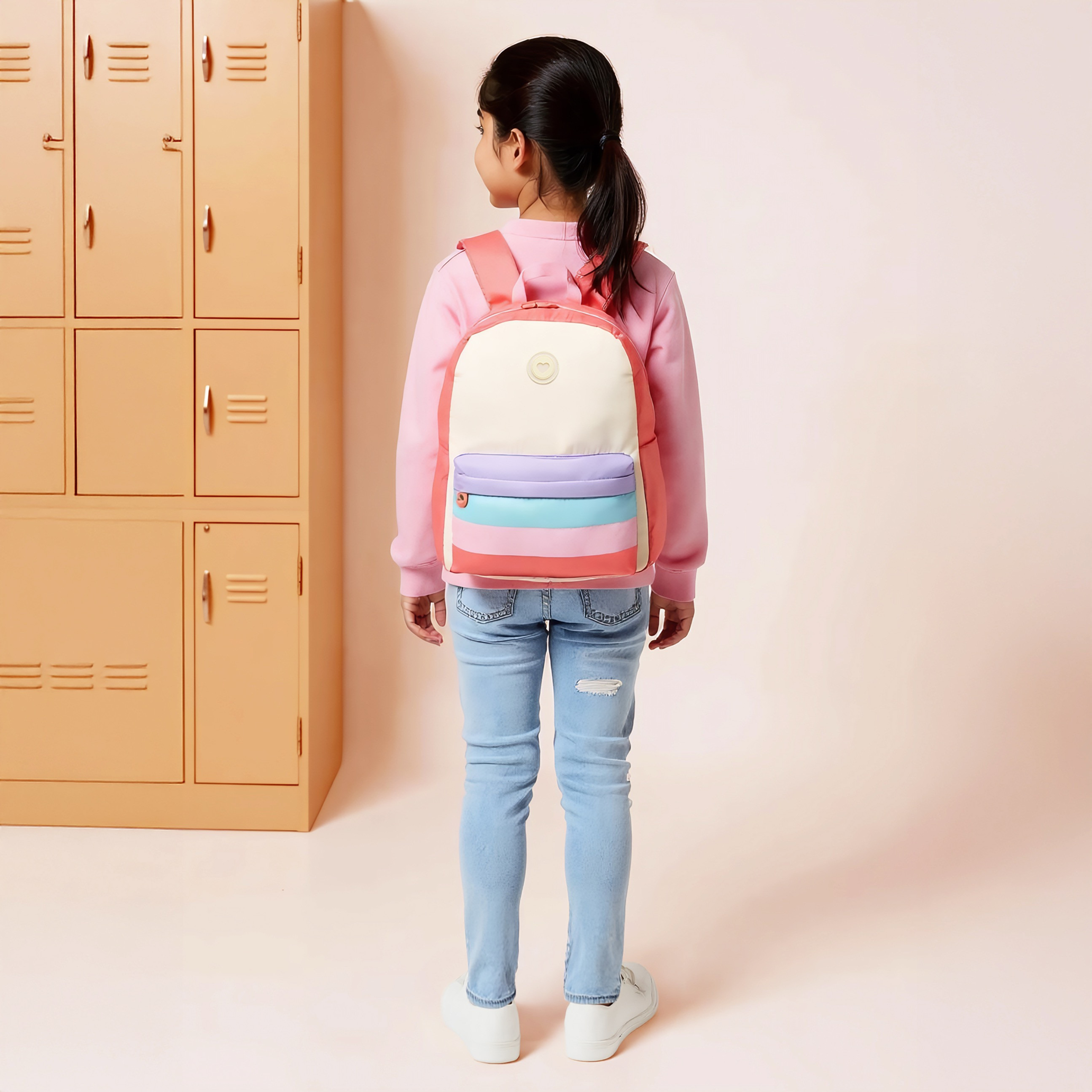 Juniors Panelled Backpack with Adjustable Straps and Zip Closure - 17 inches-school-bagsandbackpacks-backpacks-image-2