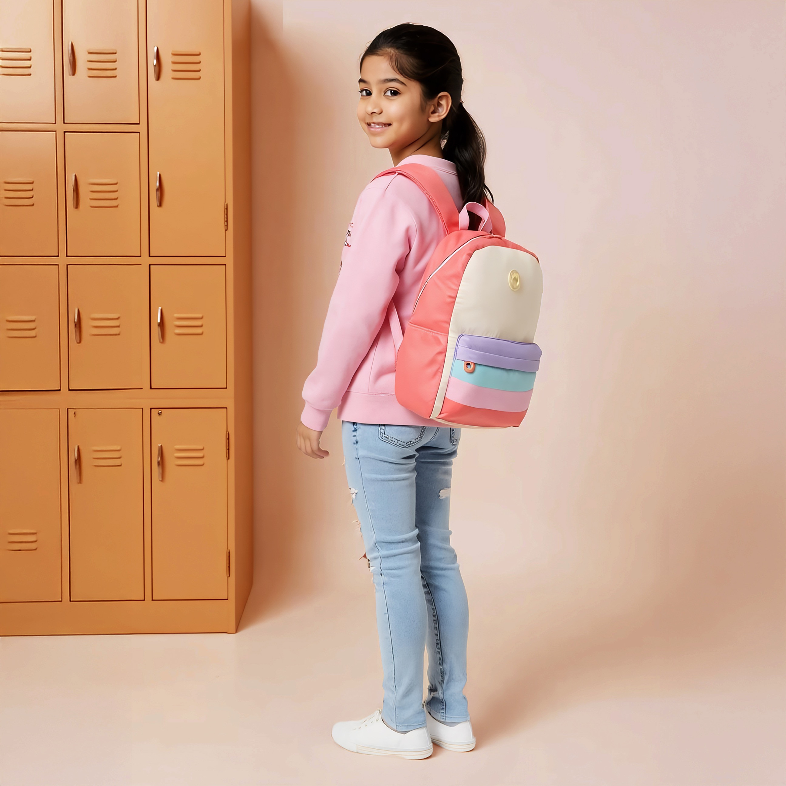 Juniors Panelled Backpack with Adjustable Straps and Zip Closure - 17 inches-school-bagsandbackpacks-backpacks-image-3