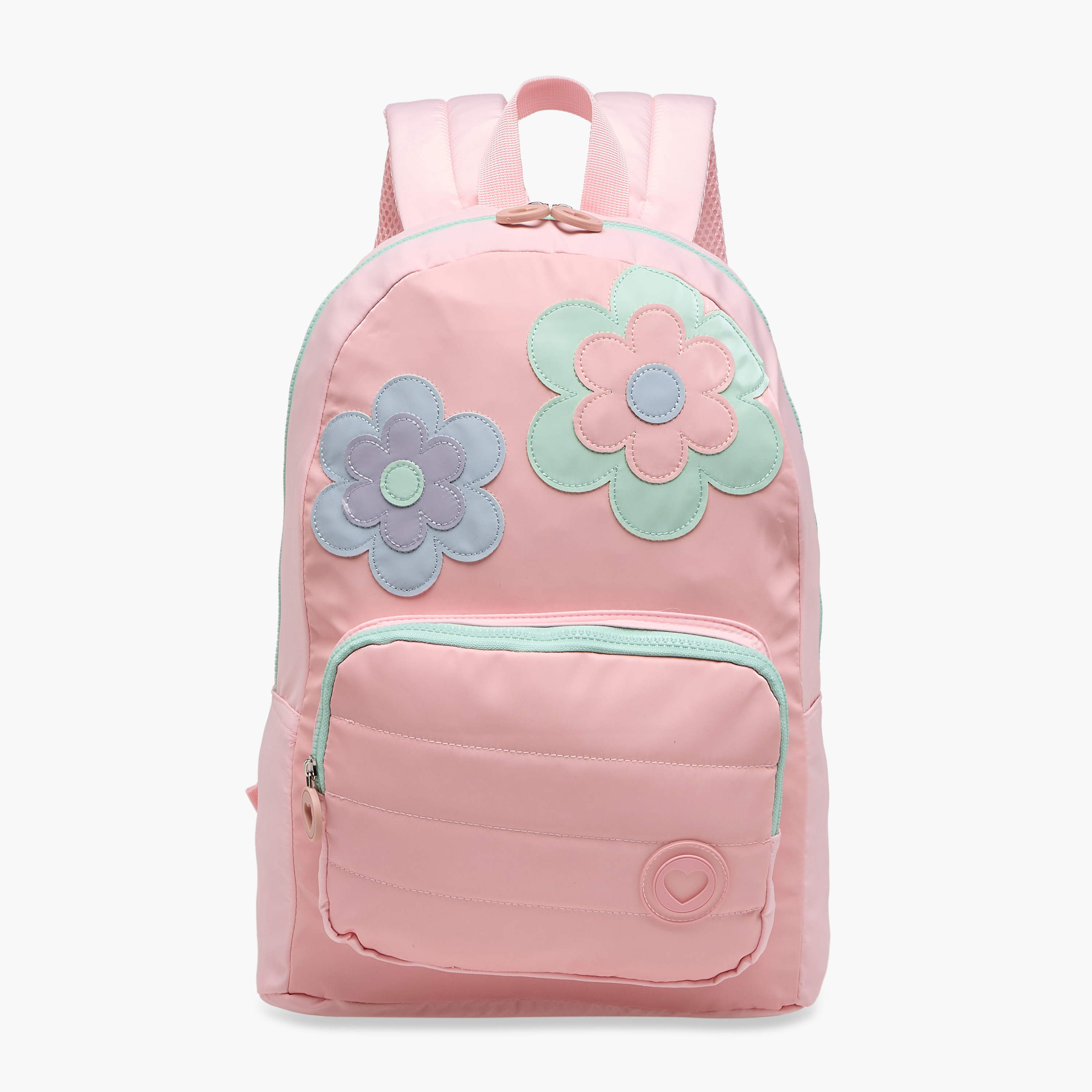 Juniors Floral Applique Backpack with Adjustable Straps and Zip Closure - 17 inches-school-bagsandbackpacks-backpacks-image-1