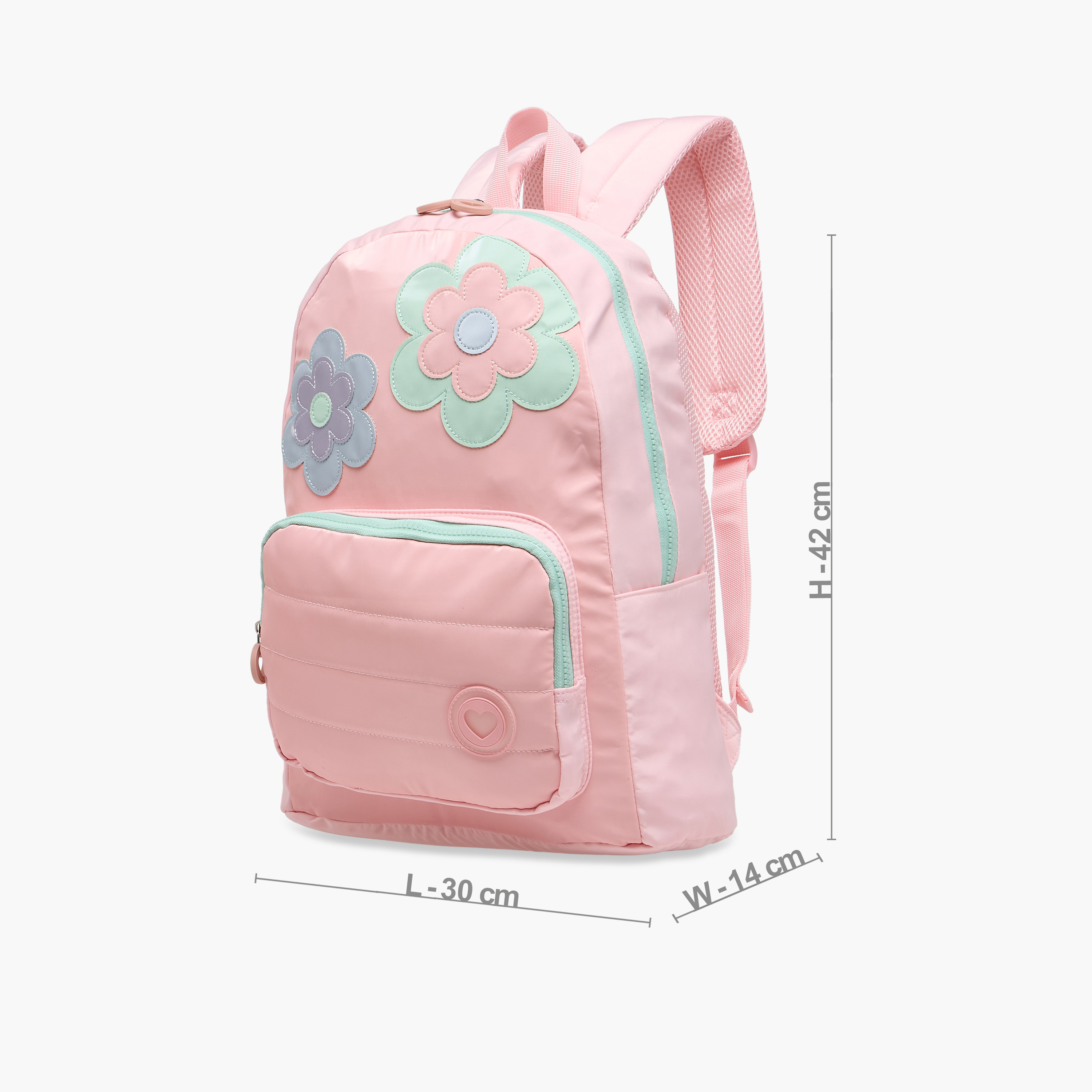 Juniors Floral Applique Backpack with Adjustable Straps and Zip Closure - 17 inches-school-bagsandbackpacks-backpacks-image-2