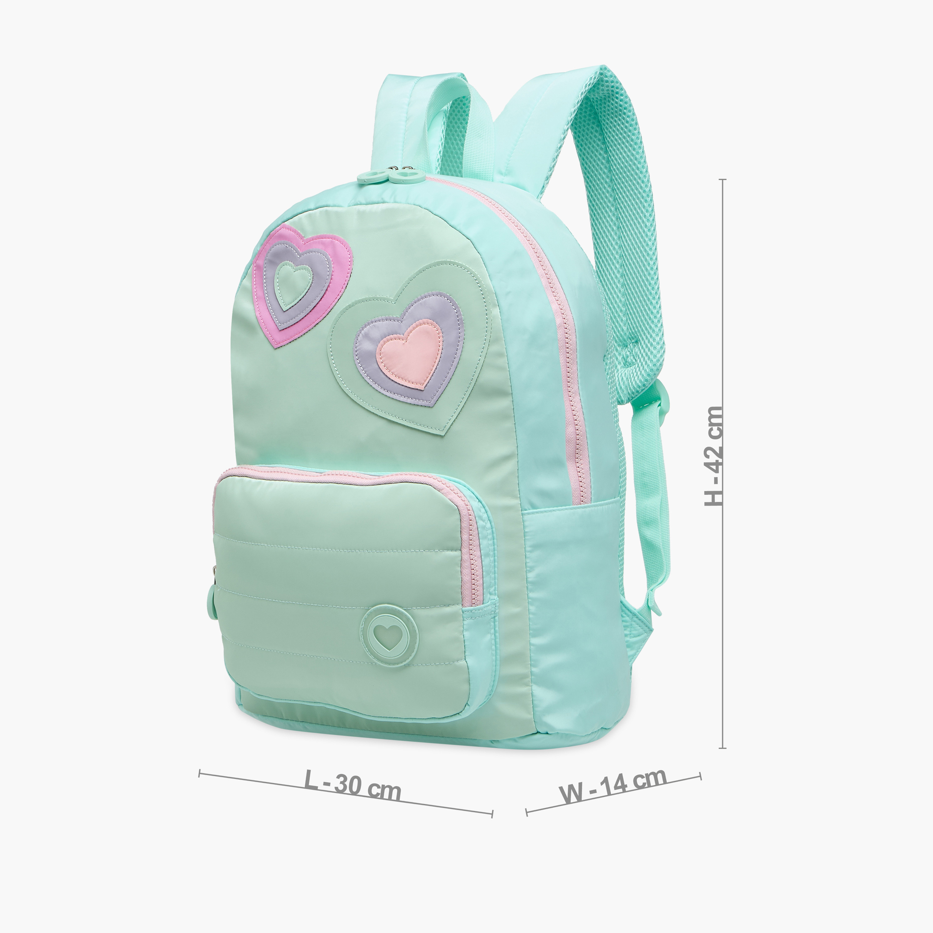 Juniors Heart Applique Backpack with Adjustable Straps and Zip Closure - 17 inches-school-bagsandbackpacks-backpacks-image-4