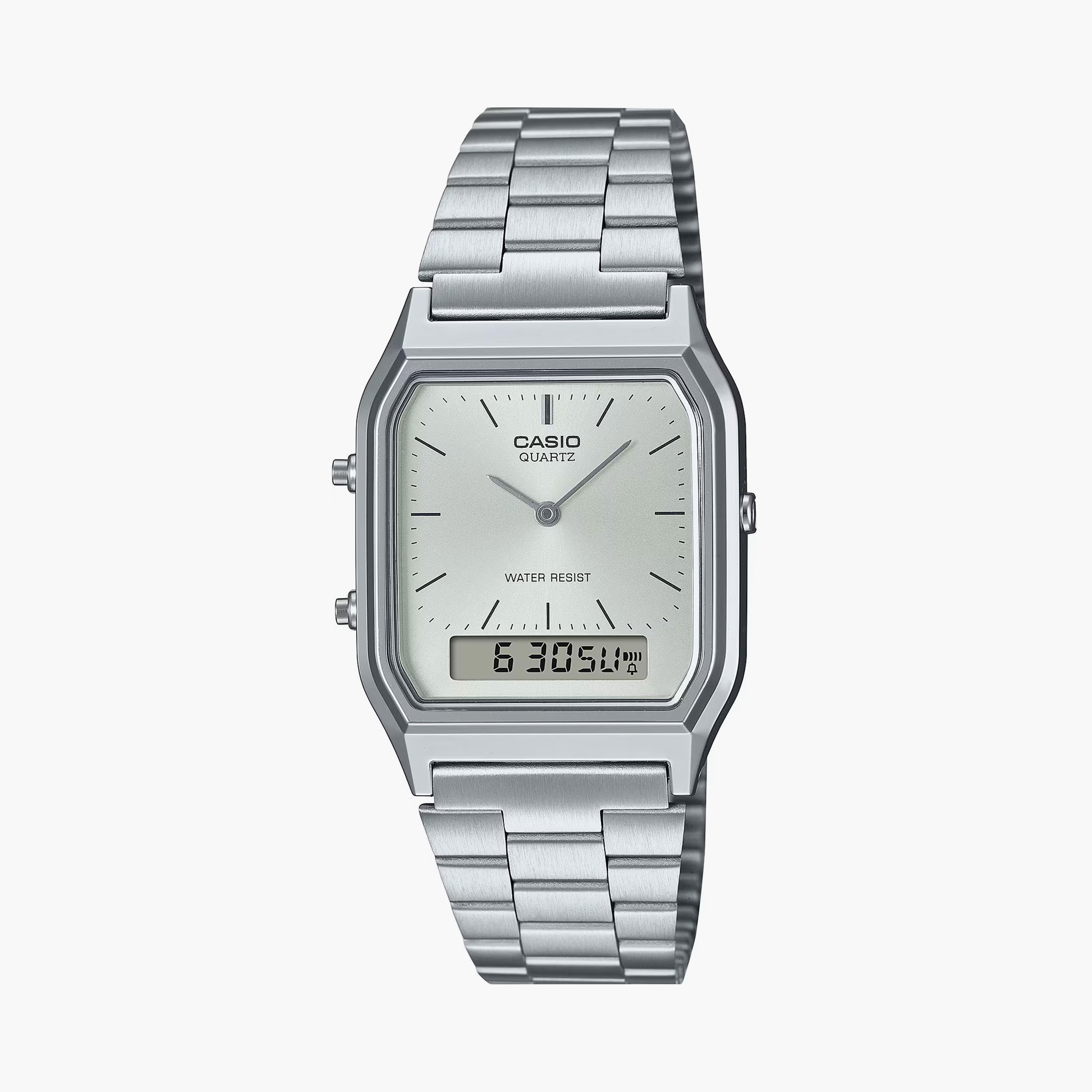 كاسيو- ساعة يد سوار ستانلس ستيل تناظرية/رقمية لون فضي-men-watchesandjewellery-watches-image-1