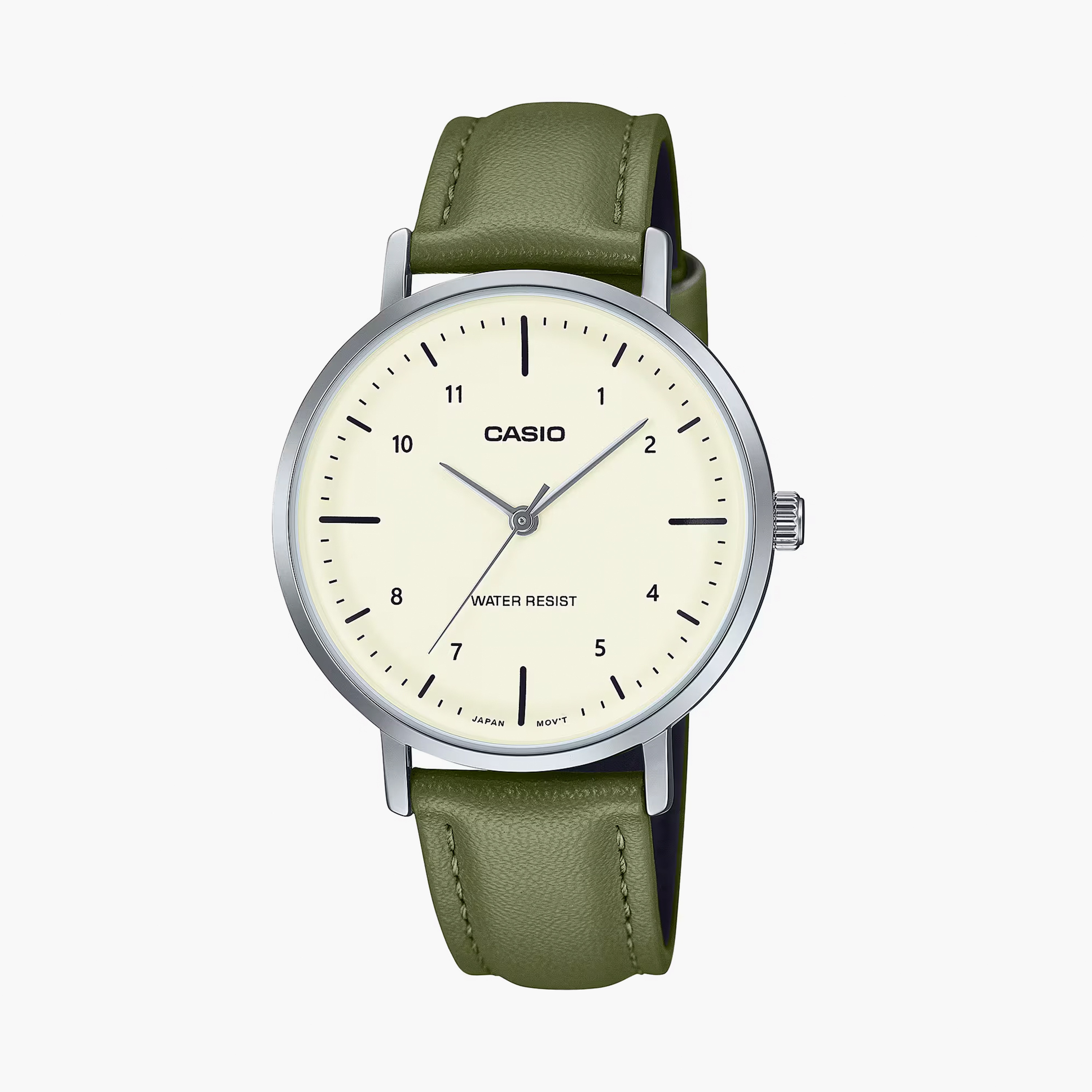 Casio Women's 34 MM Green Analog Leather Strap Watch | LTP-VT03L-3BDF-women-watchesandjewellery-watches-image-1