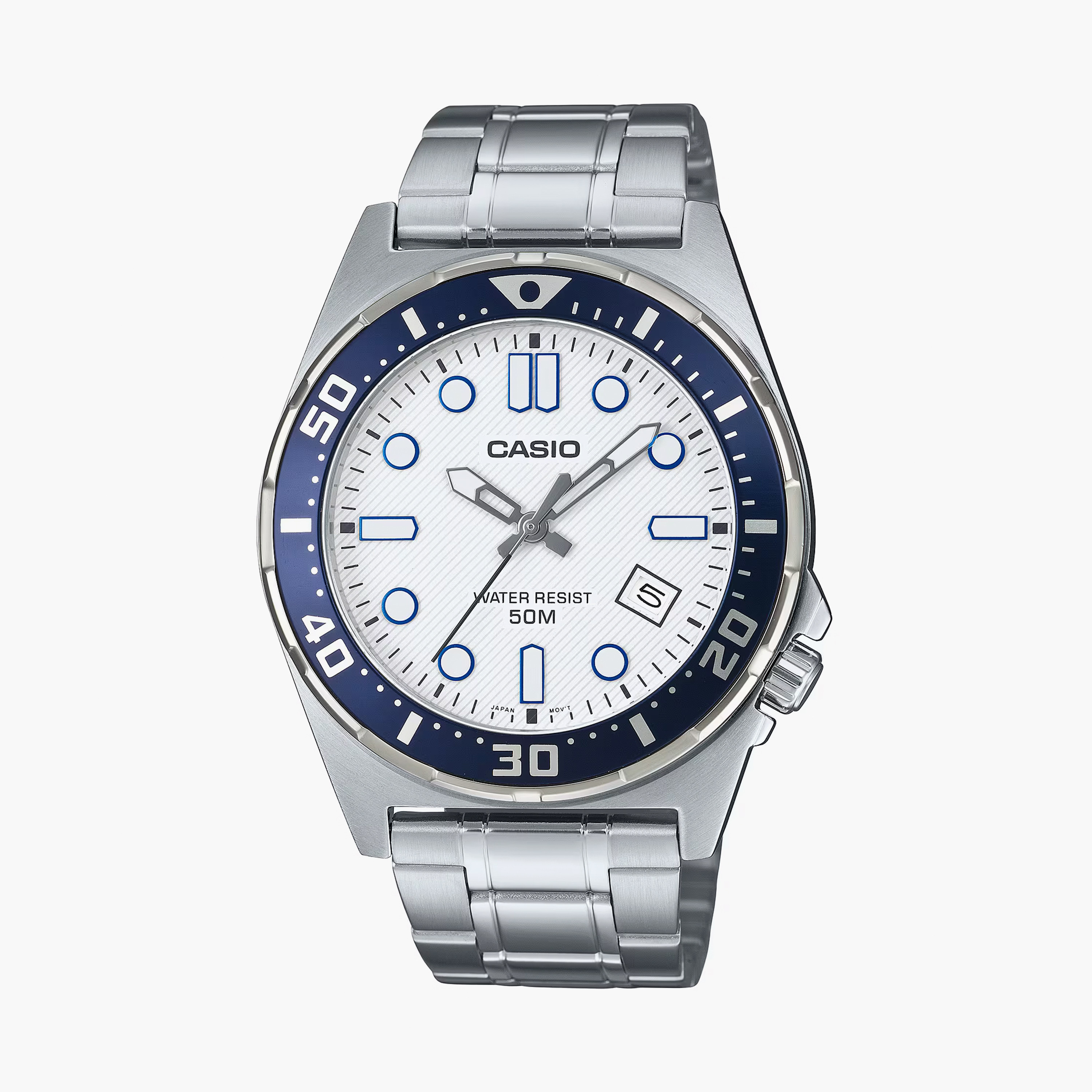 Casio Men's 43 MM White Analog Stainless Steel Strap Watch | MTD-135D-7AVDF-men-watchesandjewellery-watches-image-1