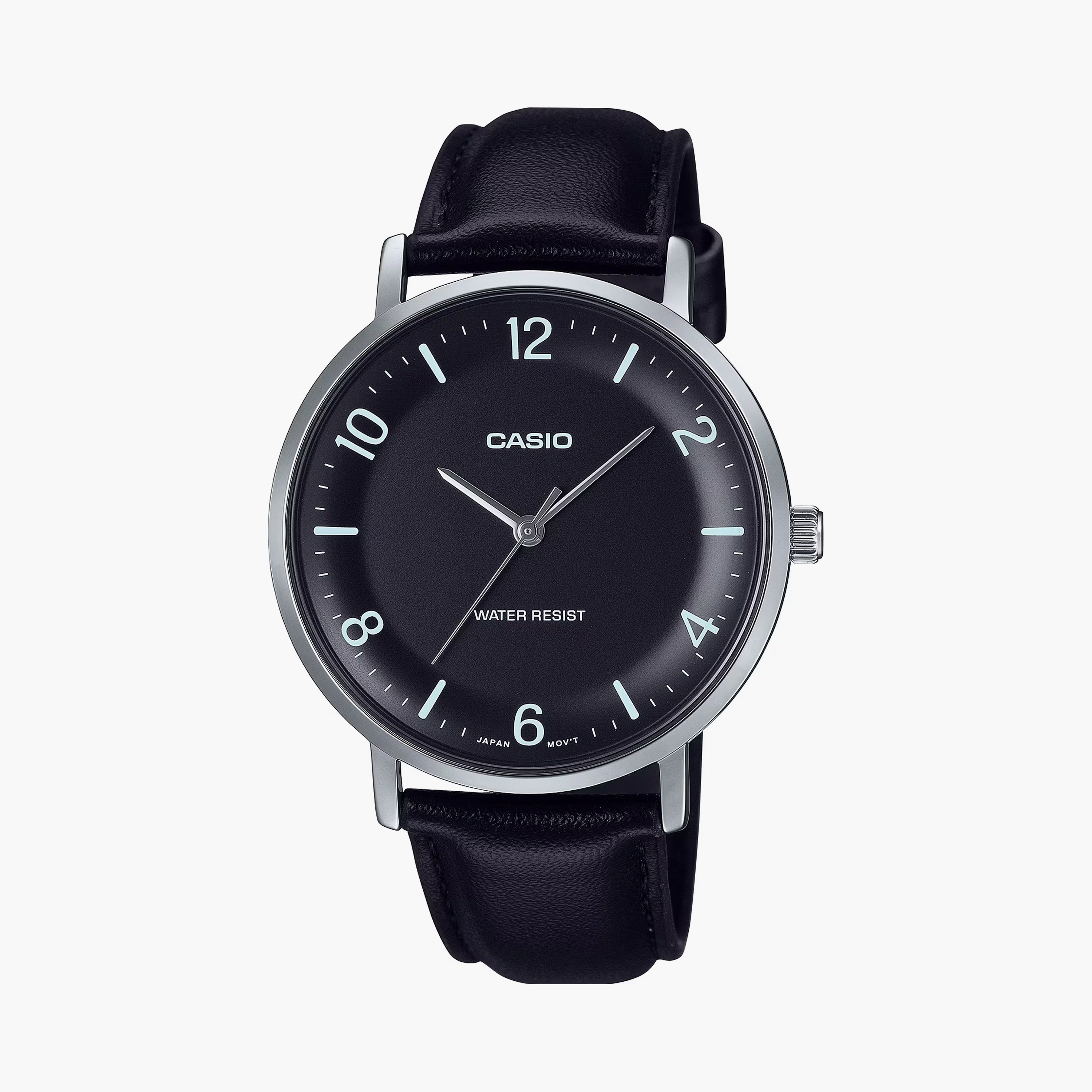 Casio Men's 40 MM Black Analog Leather Strap Watch | MTP-VT03L-1BDF-men-watchesandjewellery-watches-image-1
