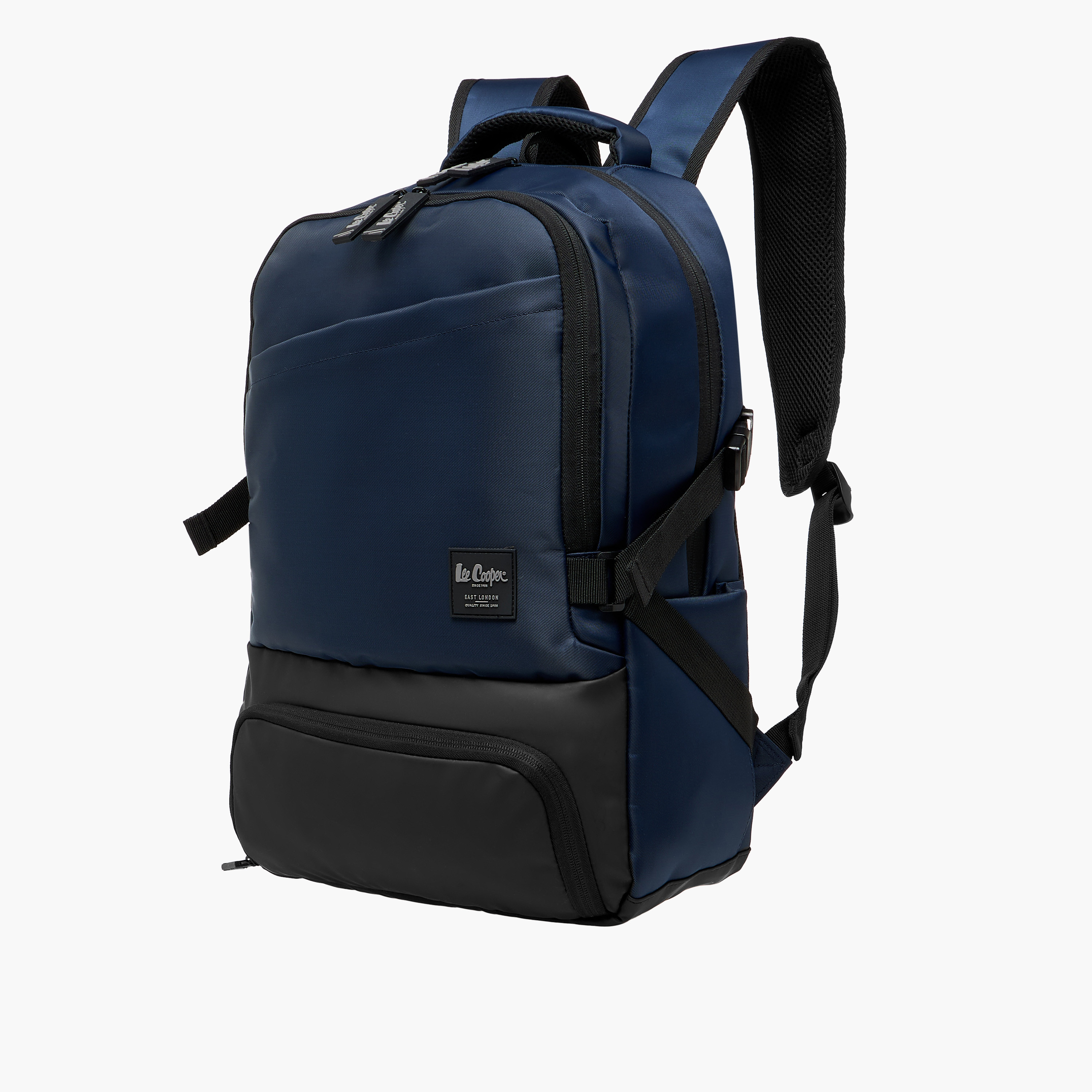 Lee Cooper Panelled Backpack with Zip Closure and Adjustable Strap - 47x32x15 cm-men-bags-image-4