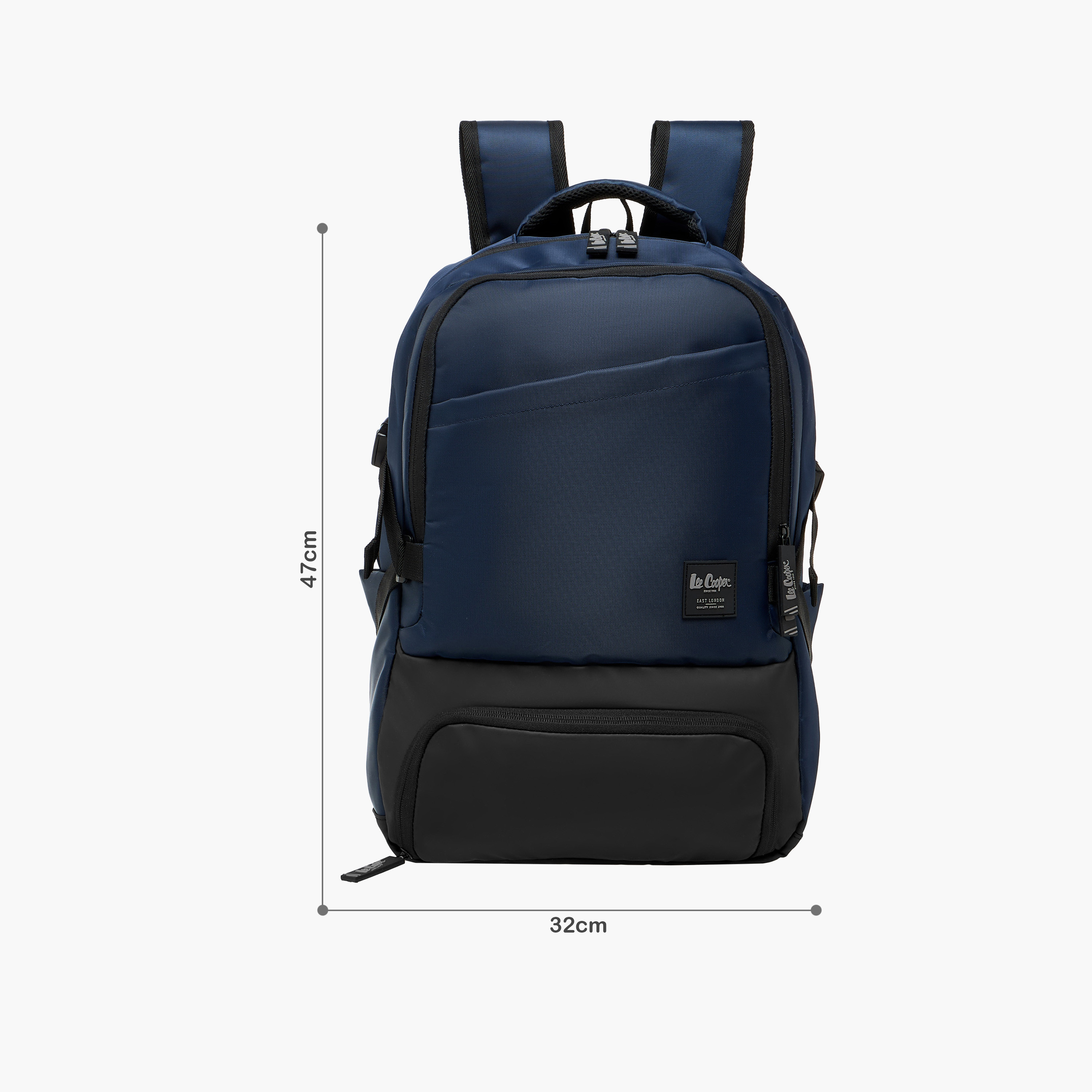 Lee Cooper Panelled Backpack with Zip Closure and Adjustable Strap - 47x32x15 cm-men-bags-image-2