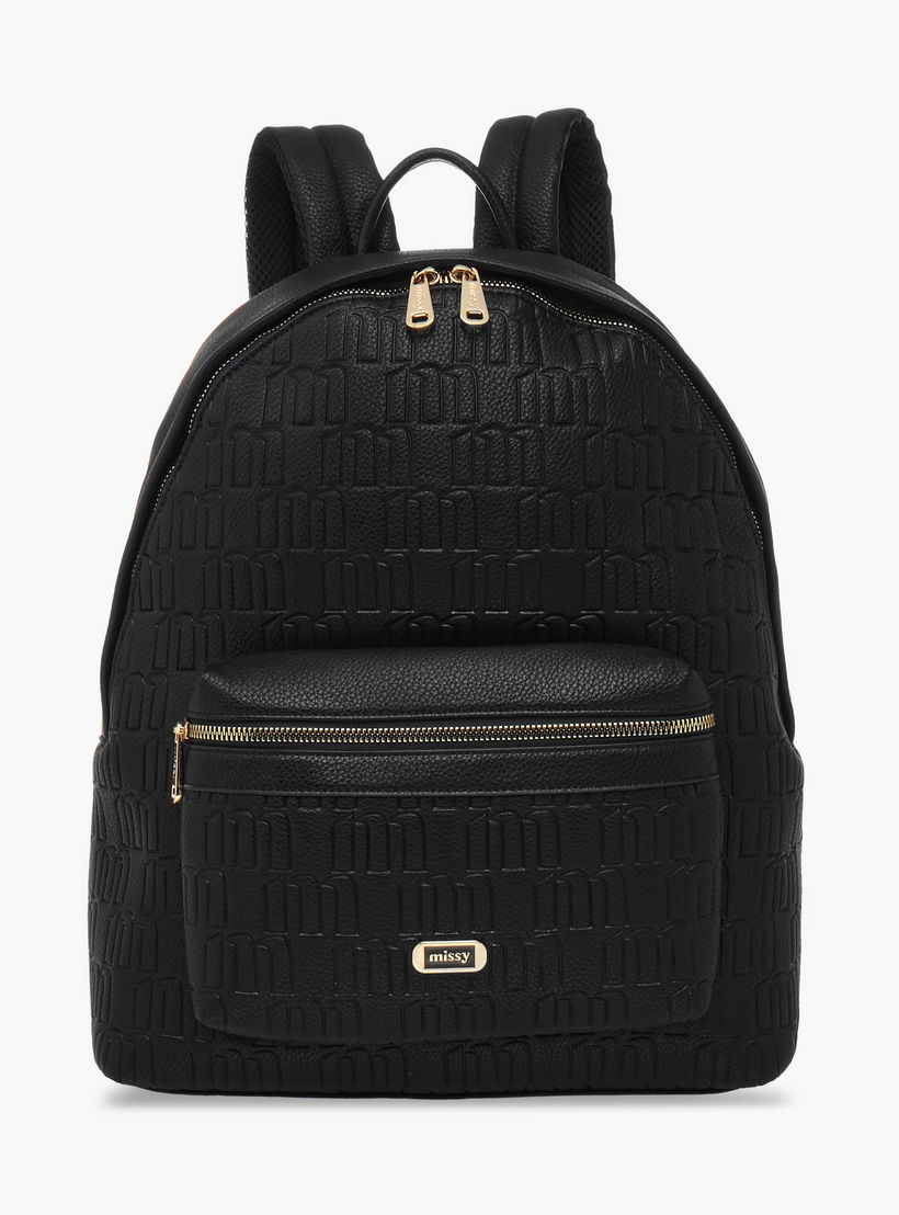 شنطة ظهر بنقوش مونوجرام وجيب لابتوب من ميسي-women-bagsandwallets-backpacks-image-1