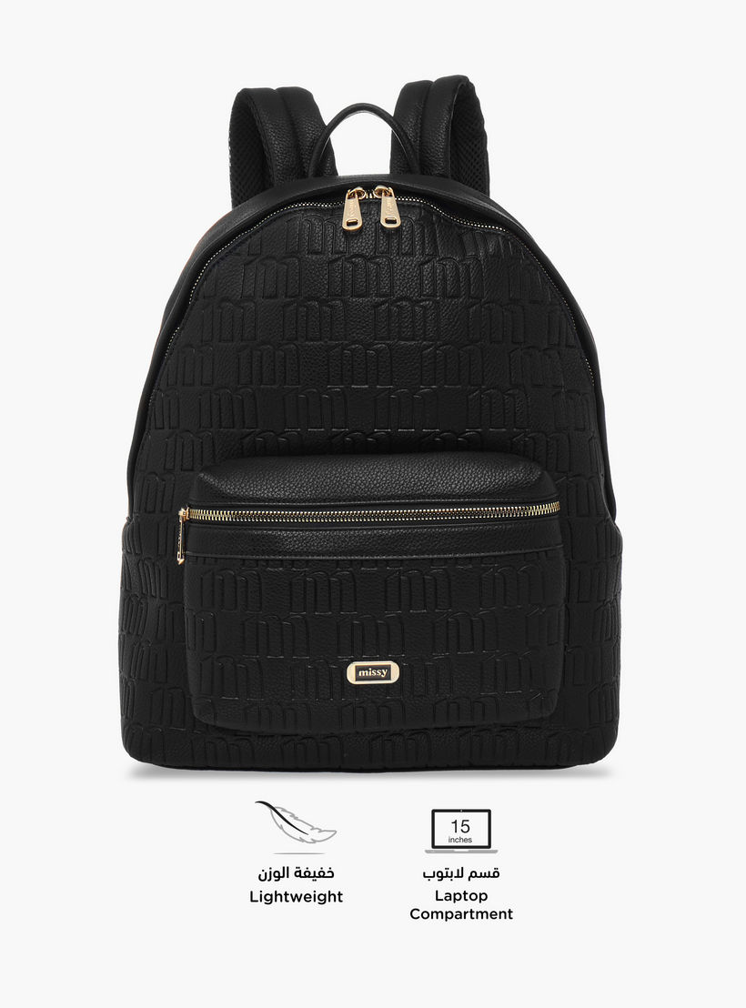 شنطة ظهر بنقوش مونوجرام وجيب لابتوب من ميسي-women-bagsandwallets-backpacks-image-4