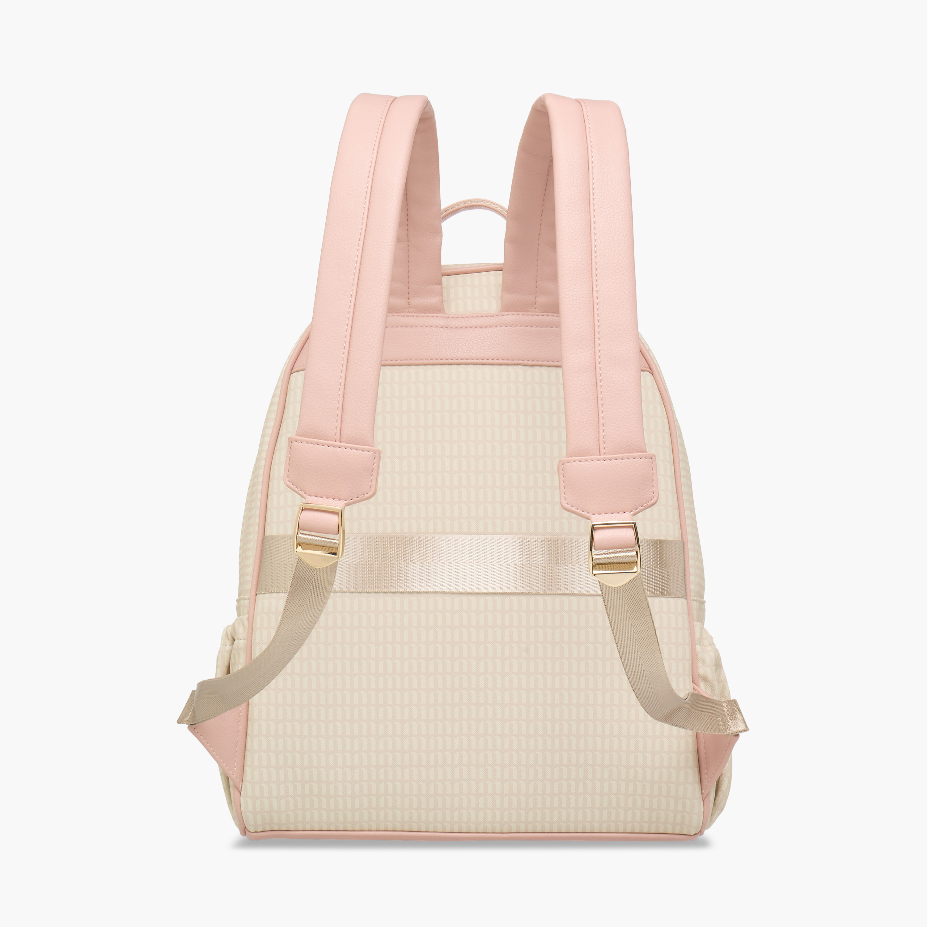 Missy Monogram Print Backpack with Adjustable Straps and Zip Closure - 32x16x41 cm-women-bagsandwallets-backpacks-image-5